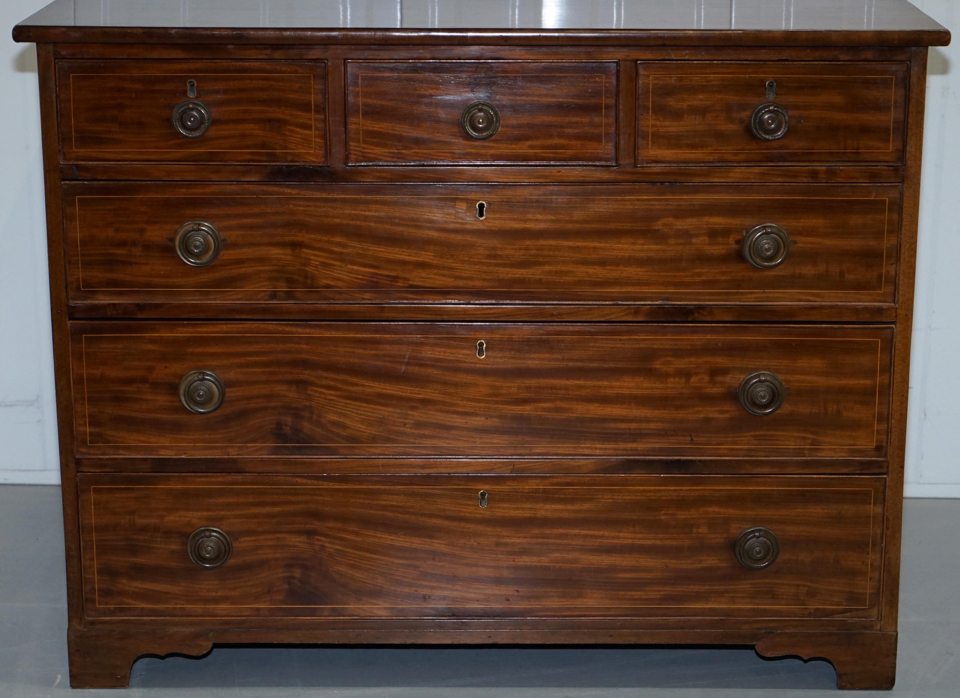 Lovely circa 1800 Georgian Hardwood Chest of Drawers Three over Three Formation 2