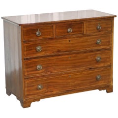 Antique Lovely circa 1800 Georgian Hardwood Chest of Drawers Three over Three Formation