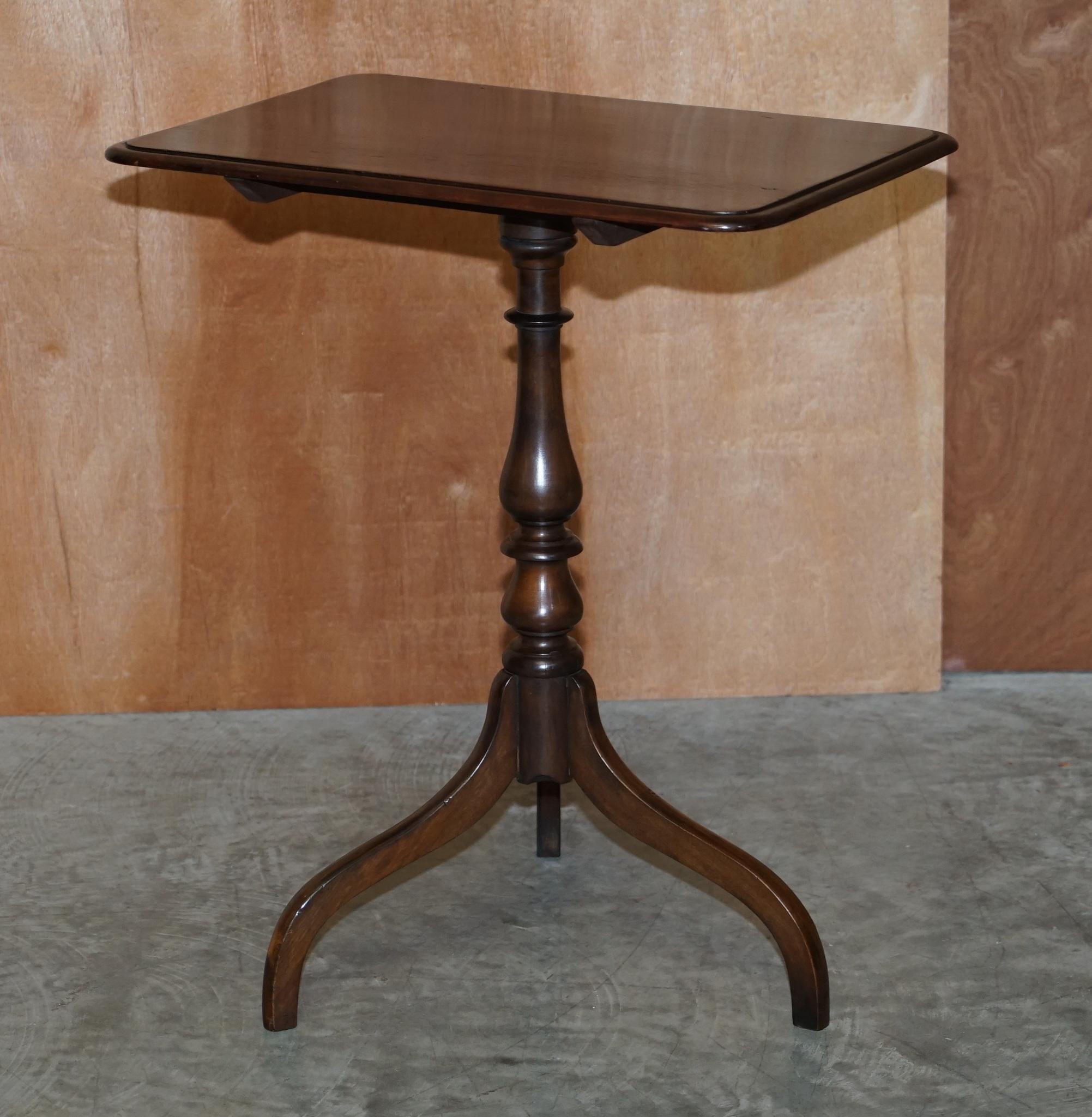 Hand-Crafted Lovely Circa 1840-1860 English Hardwood Tilt Top Side Occasional Tripod Table For Sale