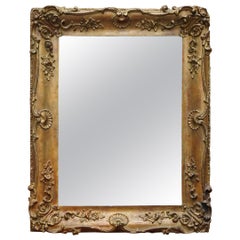 Vintage Lovely circa 1880-1900 French Giltwood Wall Mirror with Ornately Carved Frame