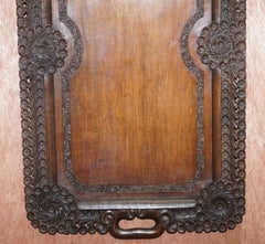 Lovely circa 1900 Anglo-Indian Hand Carved Burmese Wood Serving Tray