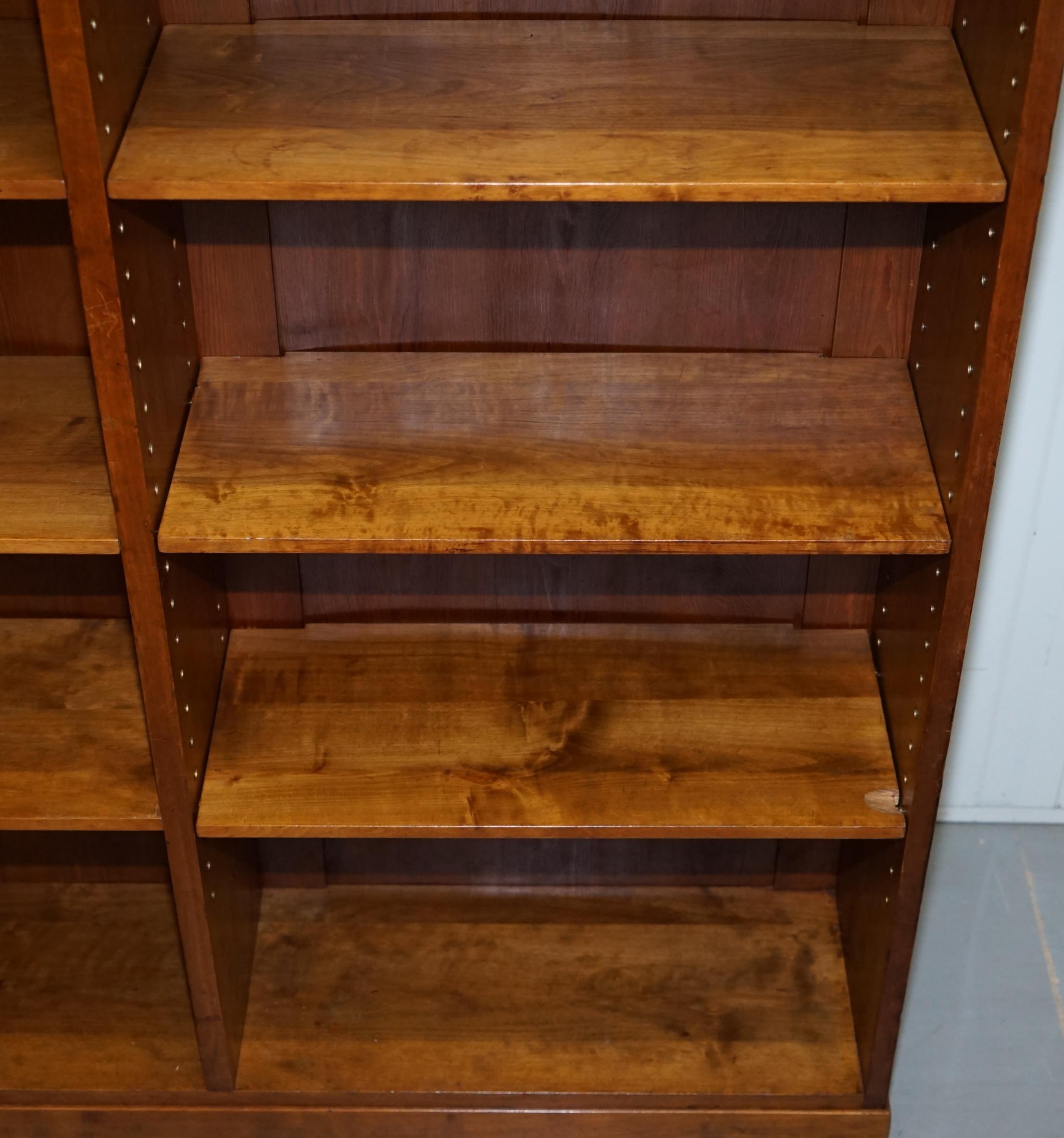 Lovely circa 1900 Edwardian Walnut & Oak Double Bank Library Bookcase 160cm Tall 5