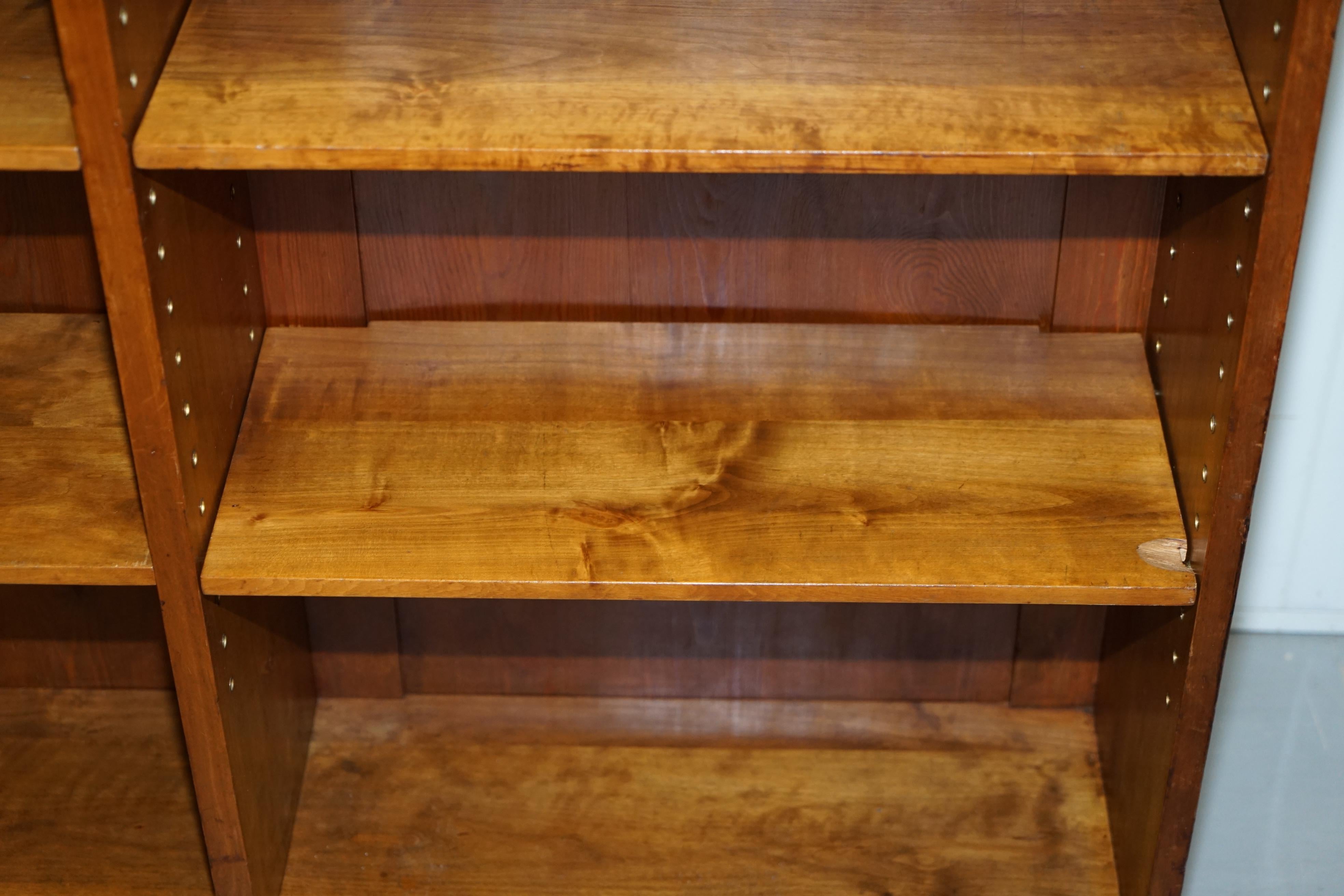 Lovely circa 1900 Edwardian Walnut & Oak Double Bank Library Bookcase 160cm Tall 8