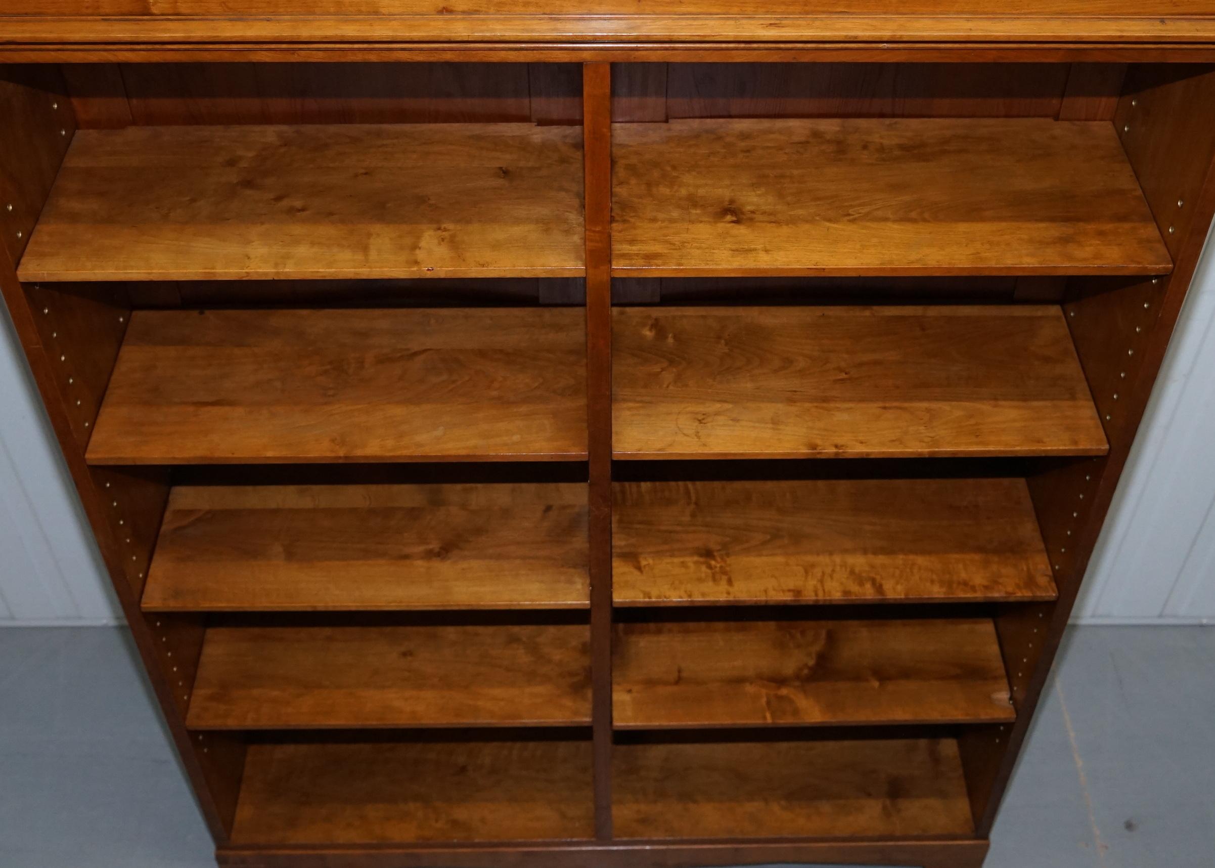 Lovely circa 1900 Edwardian Walnut & Oak Double Bank Library Bookcase 160cm Tall 1