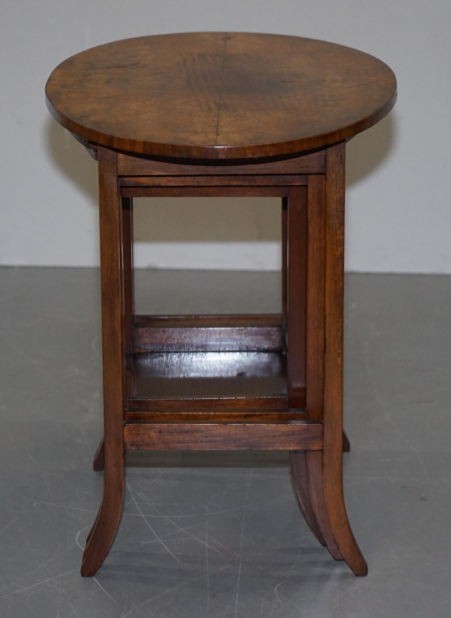 Lovely circa 1900 Late Victorian Burr Walnut Nest of Tables with Oval Main Piece 1