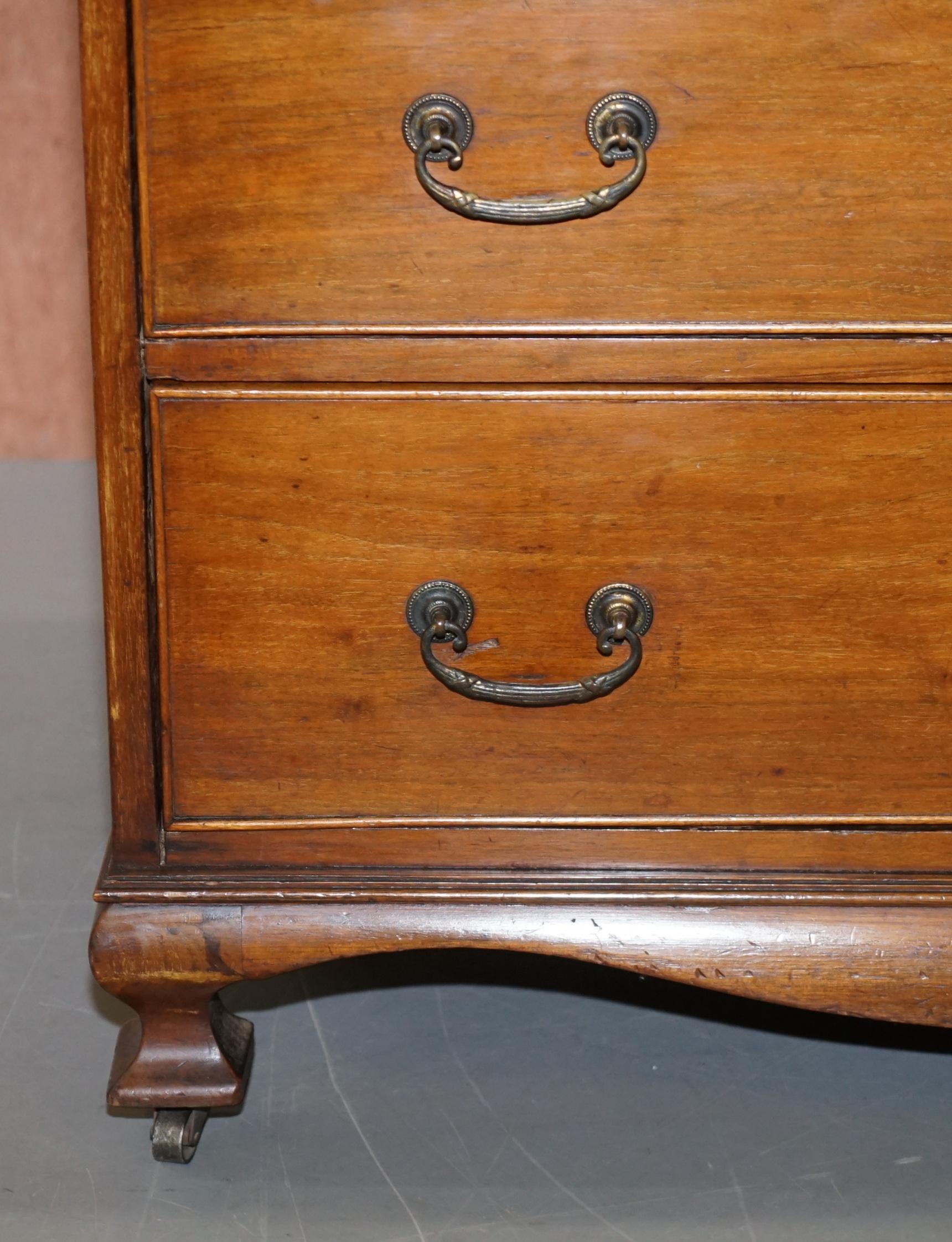 Lovely circa 1900 Solid Walnut Writing Bureau Chest of Drawers with Desk Top 3