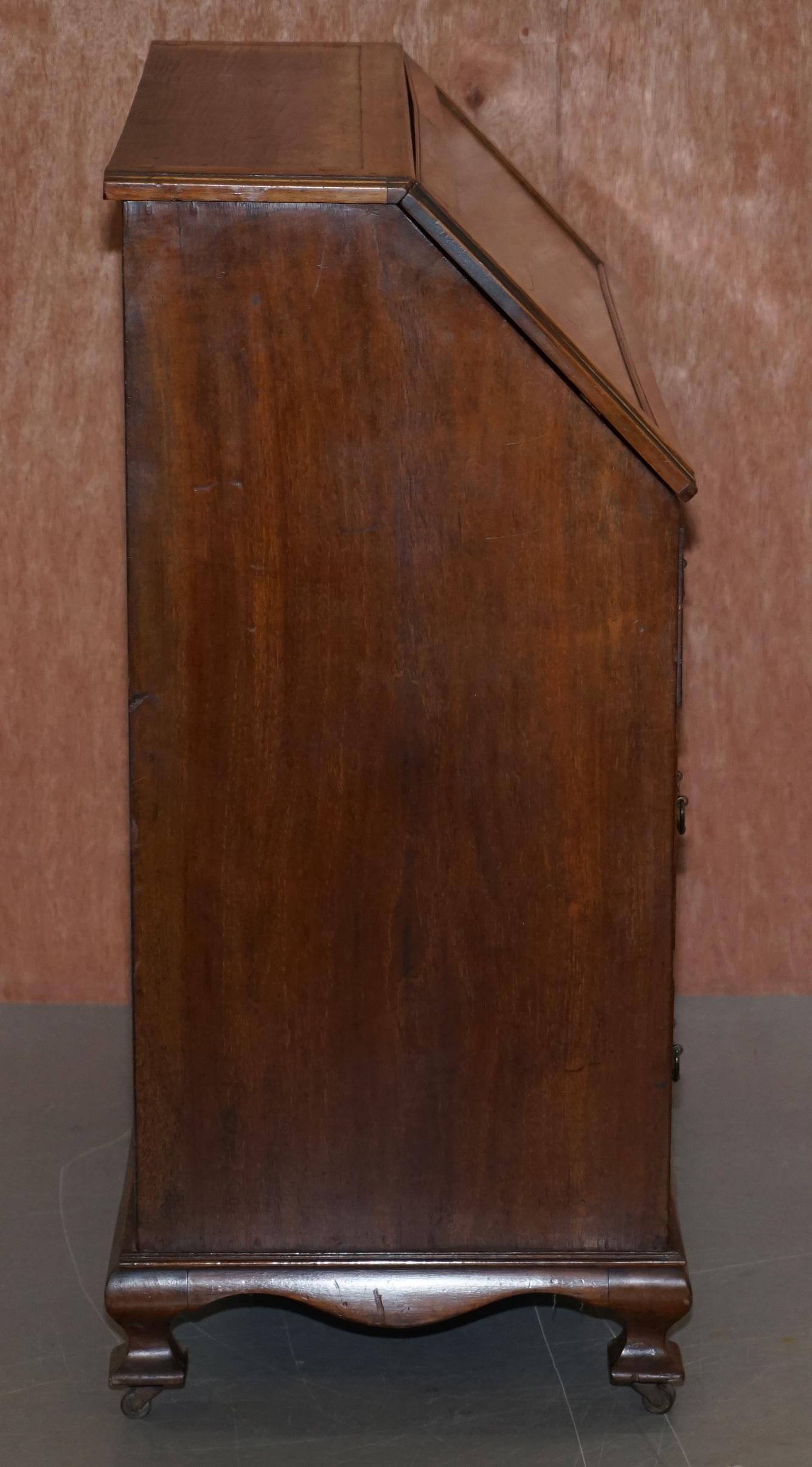 Lovely circa 1900 Solid Walnut Writing Bureau Chest of Drawers with Desk Top 4