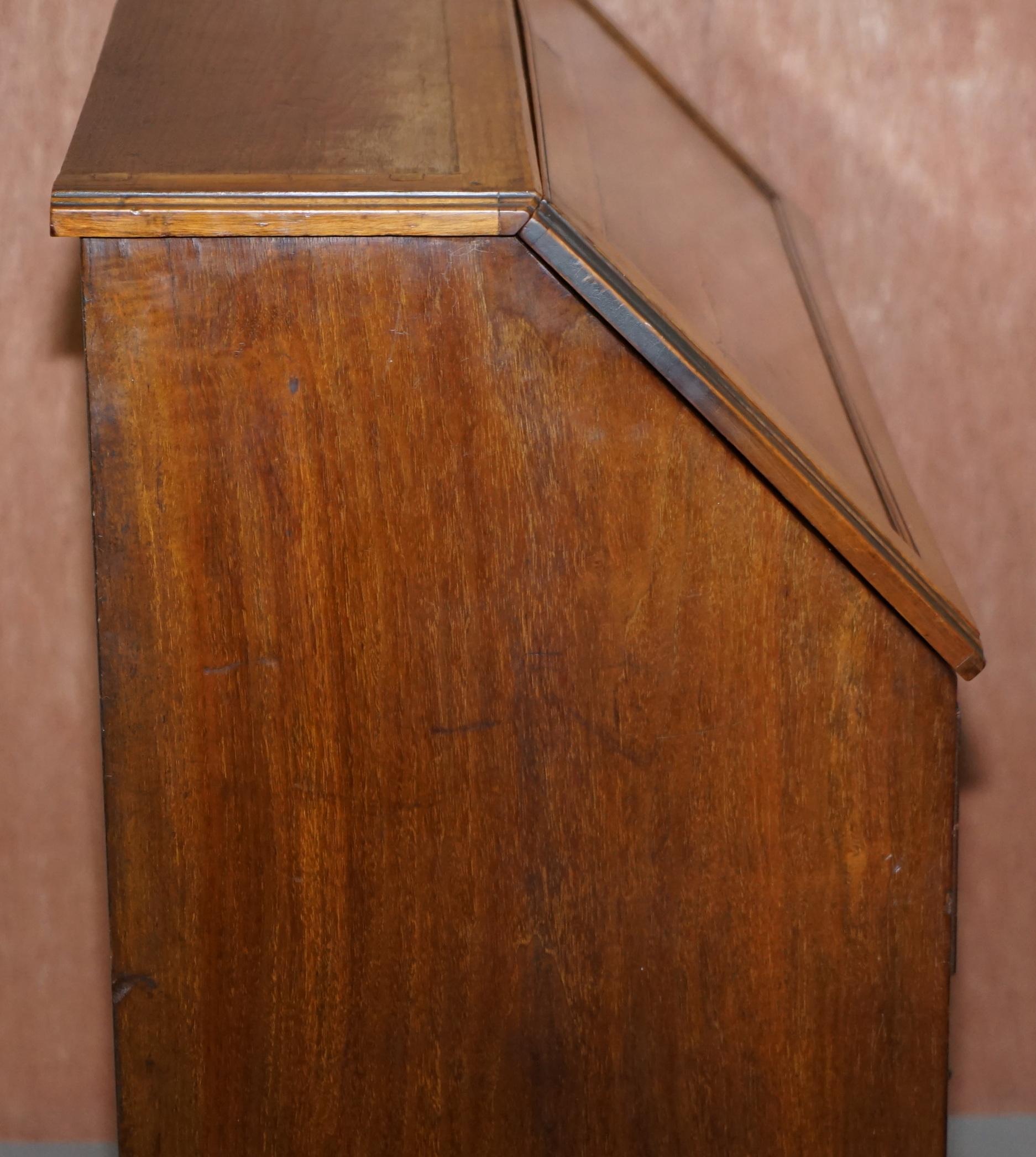 Lovely circa 1900 Solid Walnut Writing Bureau Chest of Drawers with Desk Top 5