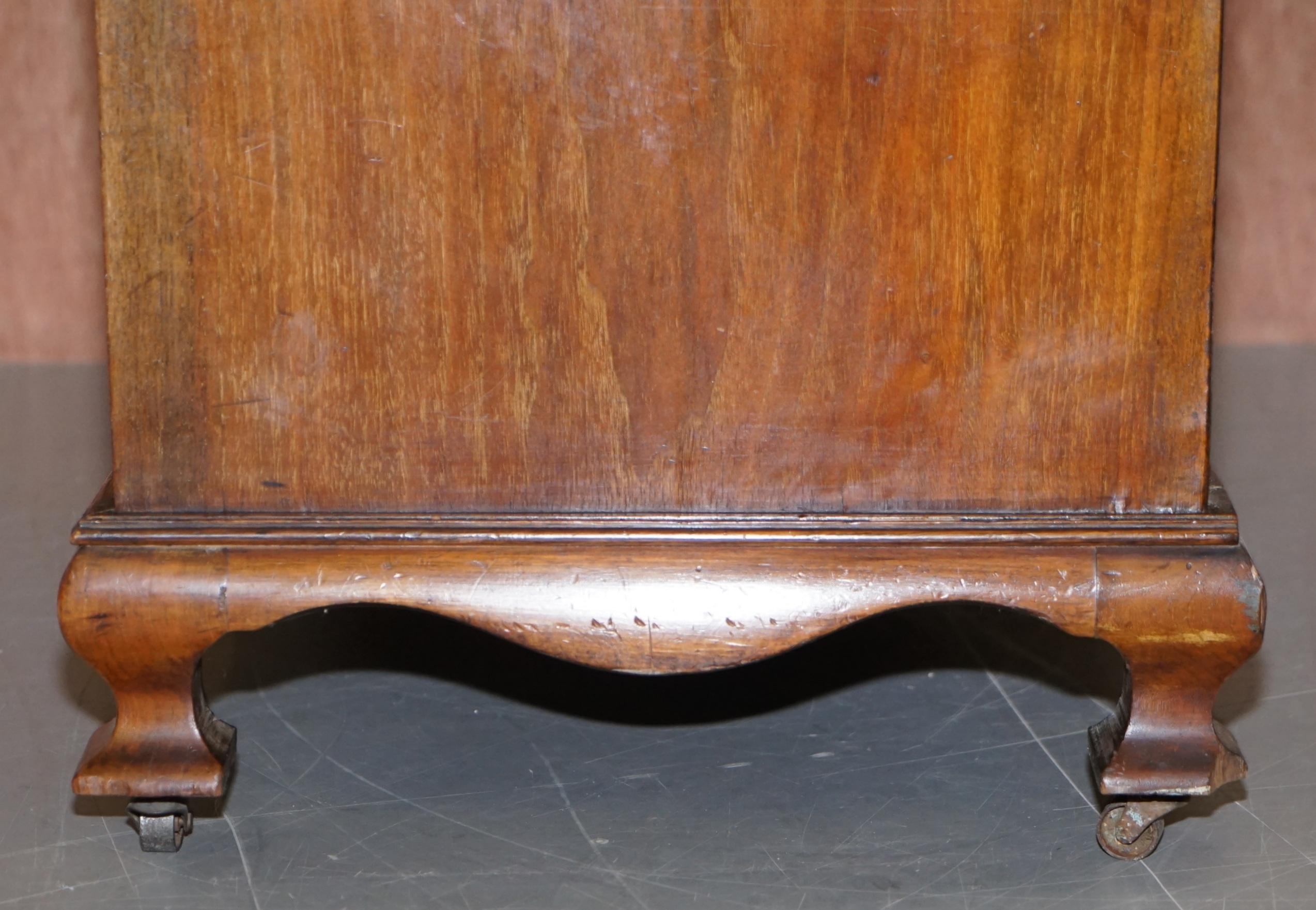 Lovely circa 1900 Solid Walnut Writing Bureau Chest of Drawers with Desk Top 8