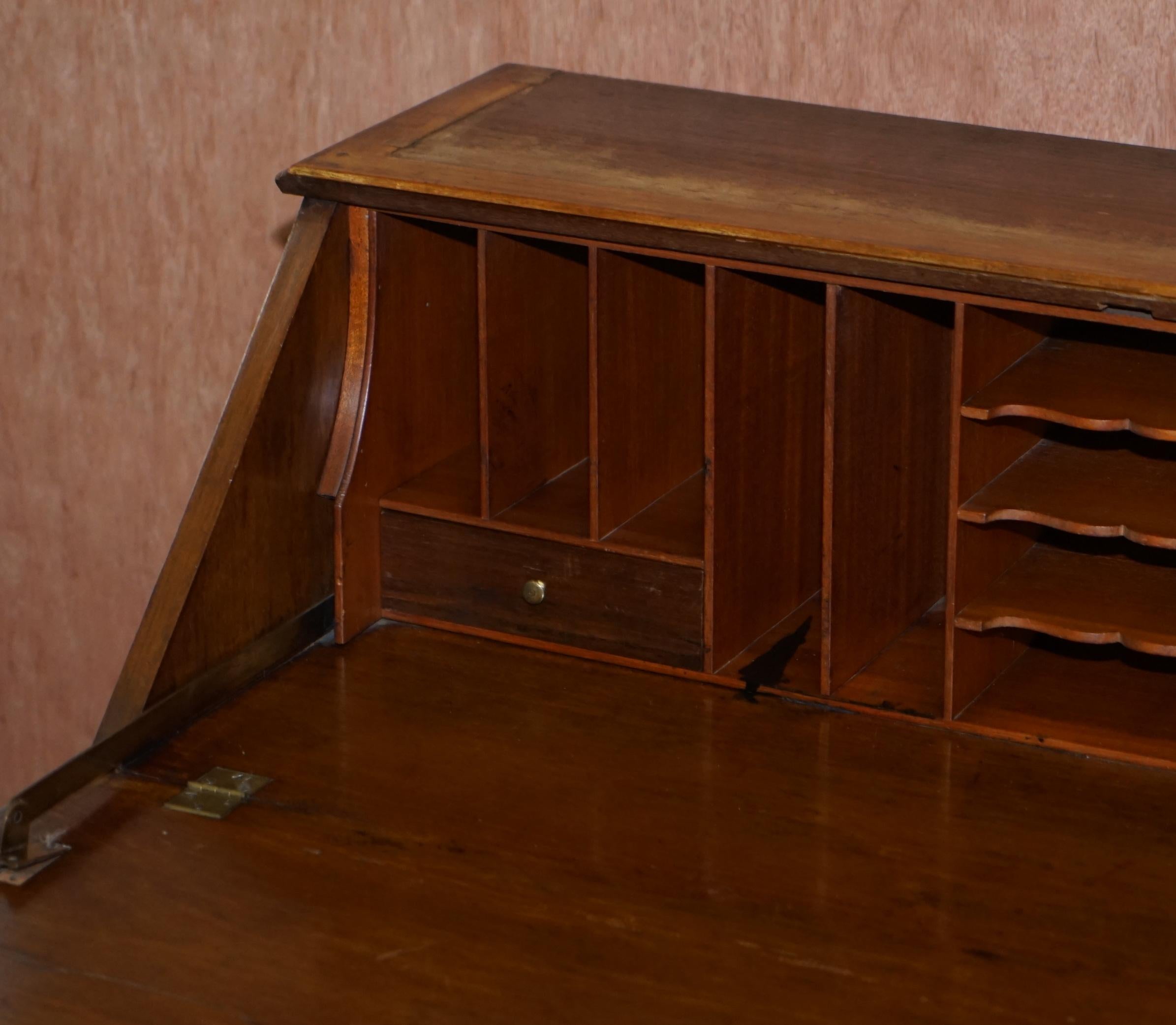 Lovely circa 1900 Solid Walnut Writing Bureau Chest of Drawers with Desk Top 11