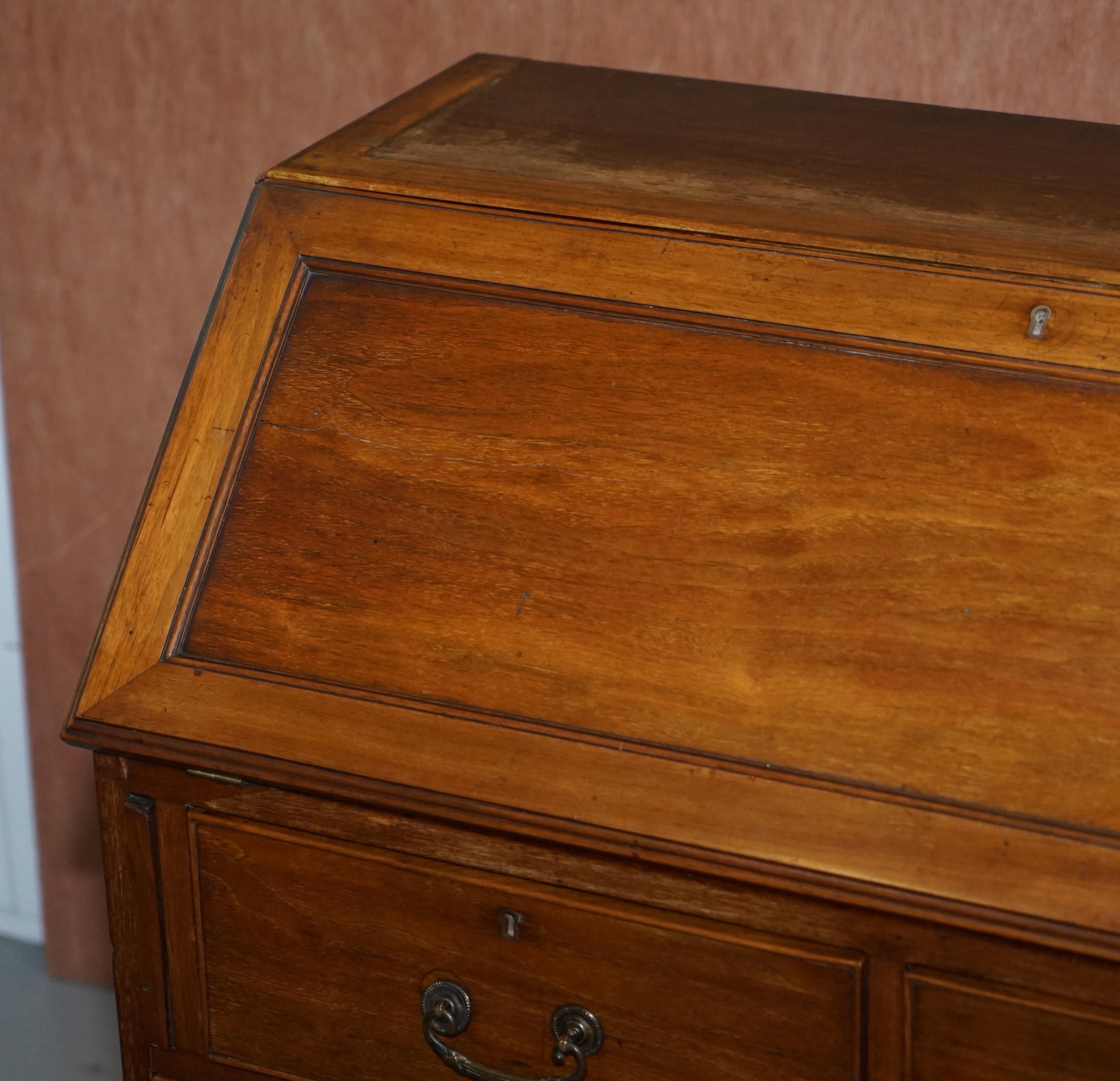 Early 20th Century Lovely circa 1900 Solid Walnut Writing Bureau Chest of Drawers with Desk Top