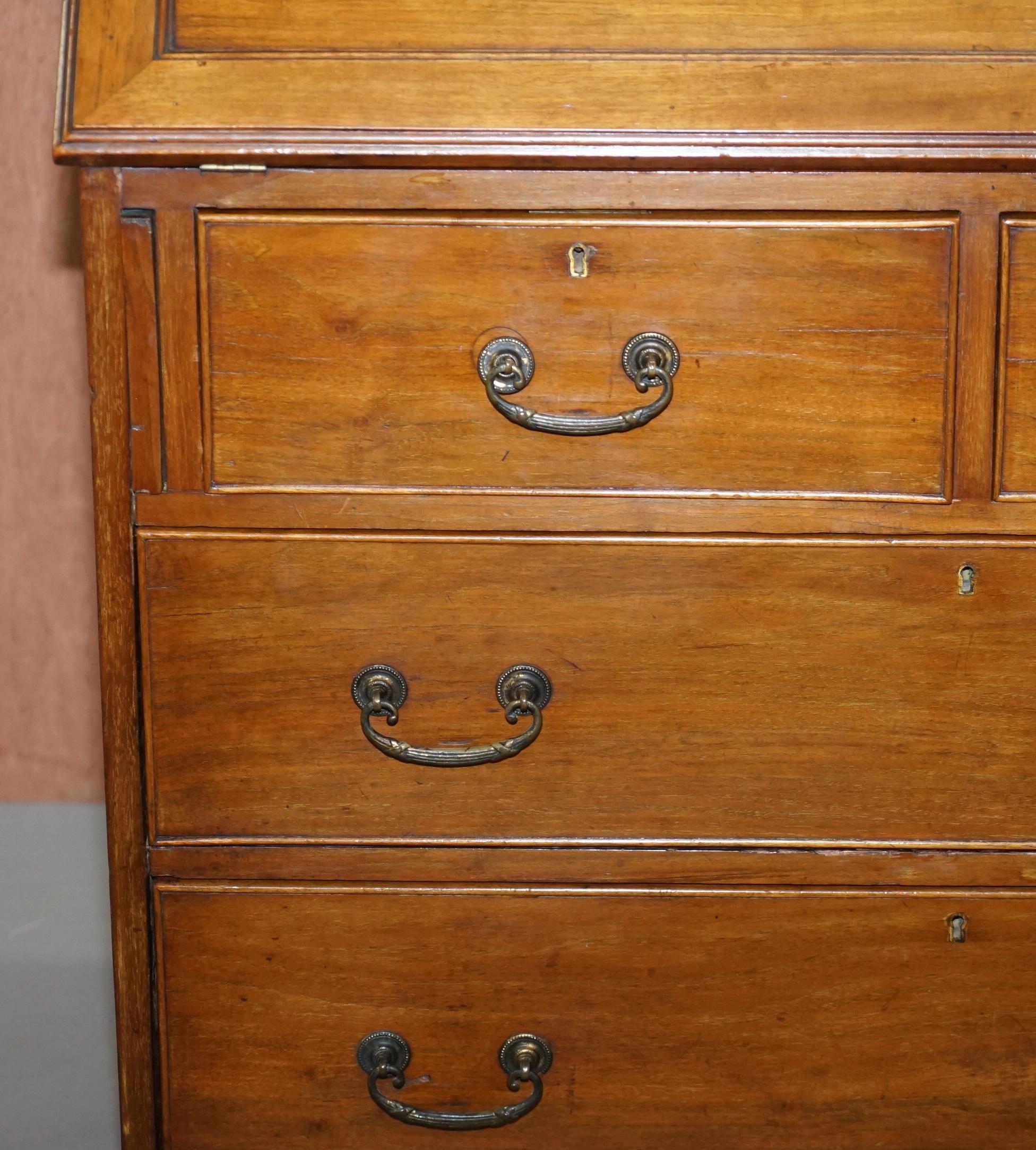 Lovely circa 1900 Solid Walnut Writing Bureau Chest of Drawers with Desk Top 2