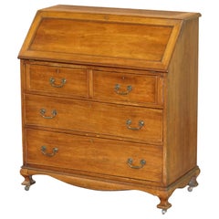 Lovely circa 1900 Solid Walnut Writing Bureau Chest of Drawers with Desk Top
