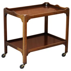 Lovely circa 1900 Walnut Tea Drinks Trolley Bronze Wheels Nice Decorative Piece