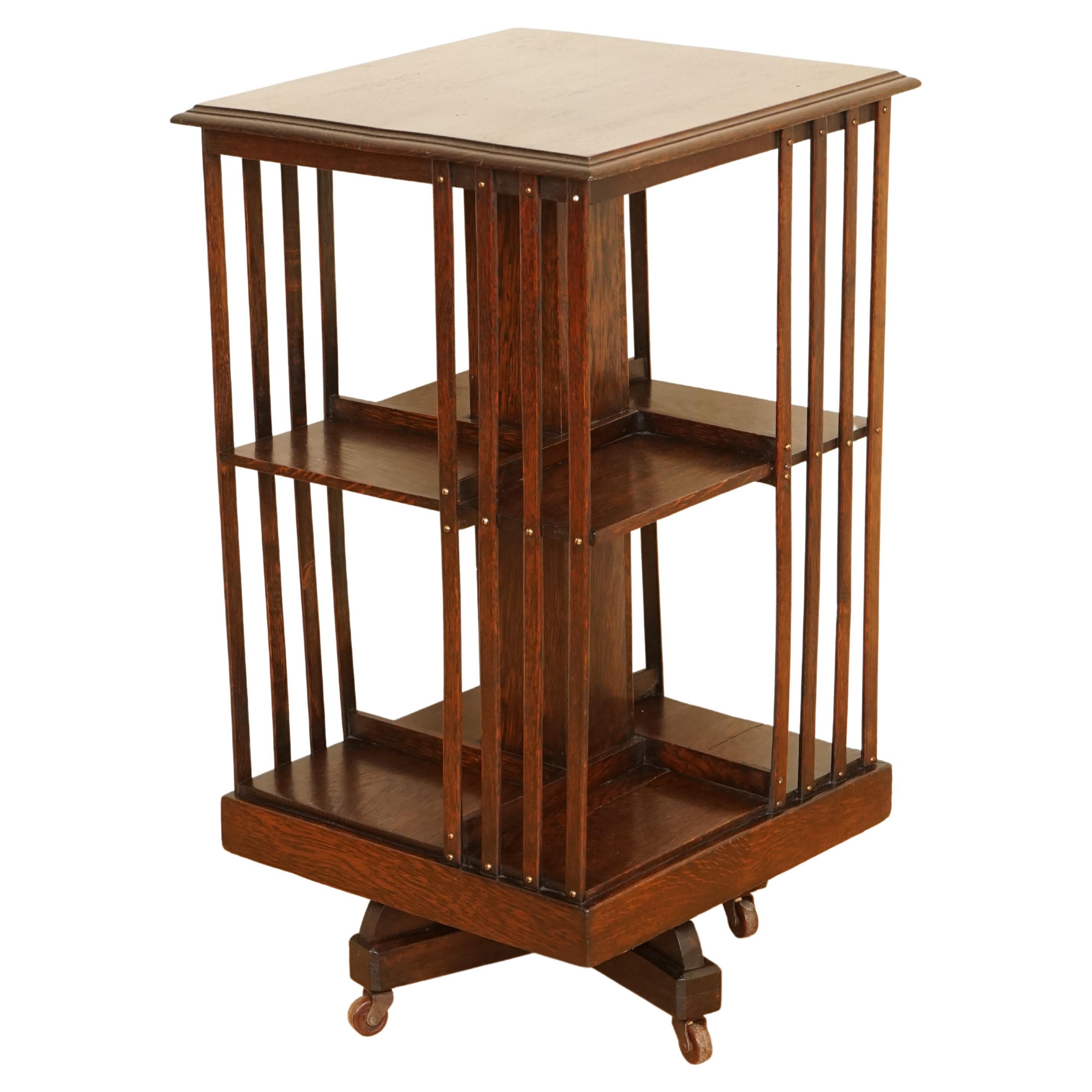 Edwardian Oak Revolving Bookcase at 1stDibs