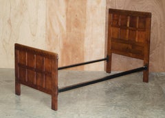 Lovely circa 1930's Robert Mouseman Thompson Burr Oak Single Bed Frame Bedstead