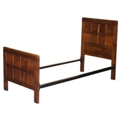 Lovely circa 1930's Robert Mouseman Thompson Burr Oak Single Bed Frame Bedstead