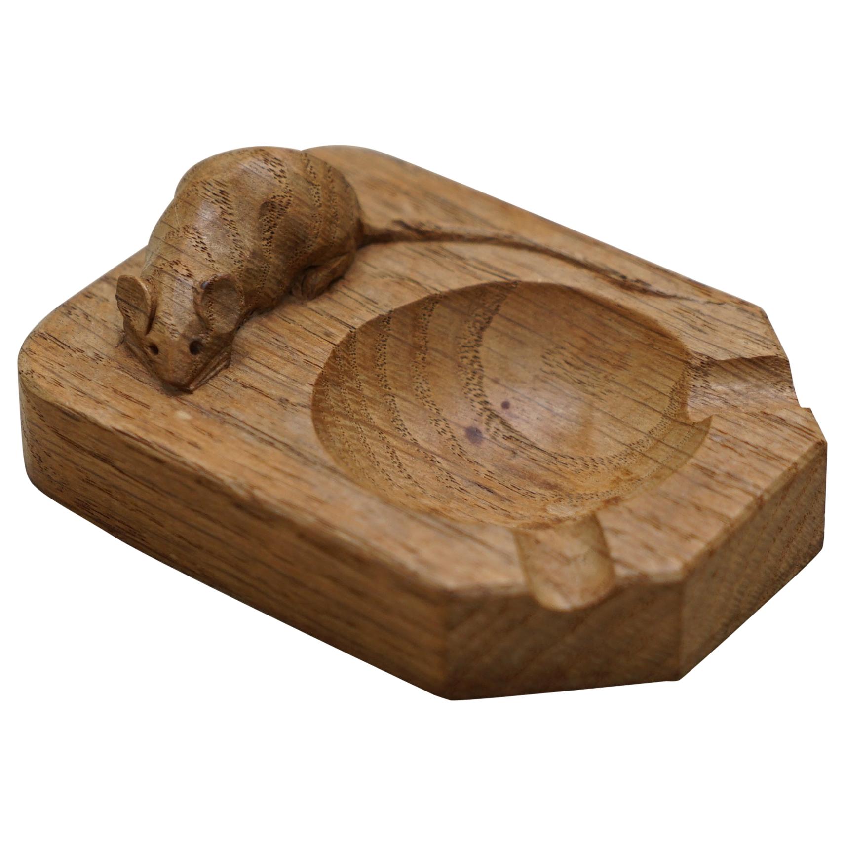 Lovely circa 1970s Vintage Robert Mouseman Thompson Oak Pin Tray or Ashtray at 1stDibs