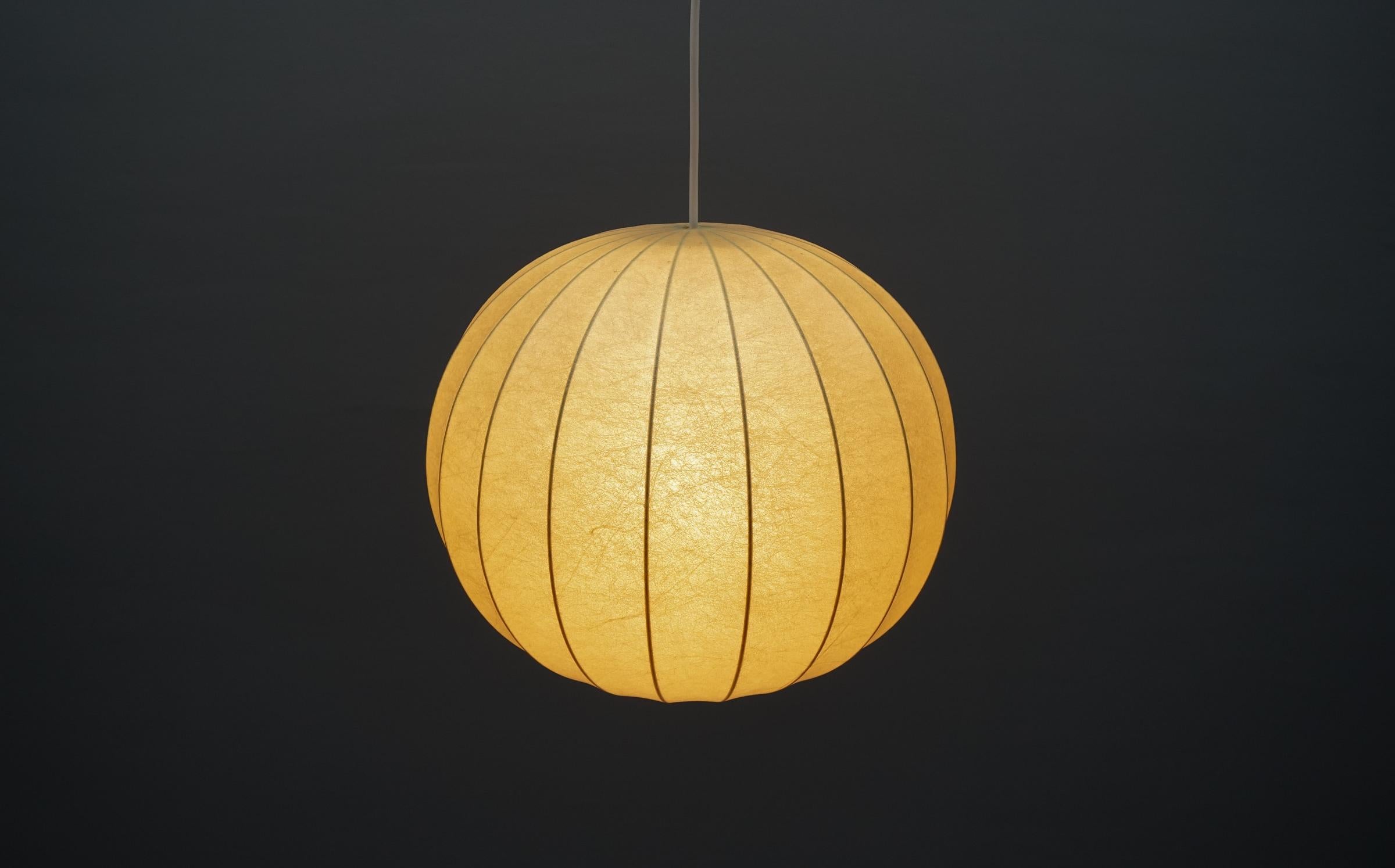 Mid-20th Century Lovely Cocoon Ball Hanging Lamp, 1960s Italy For Sale