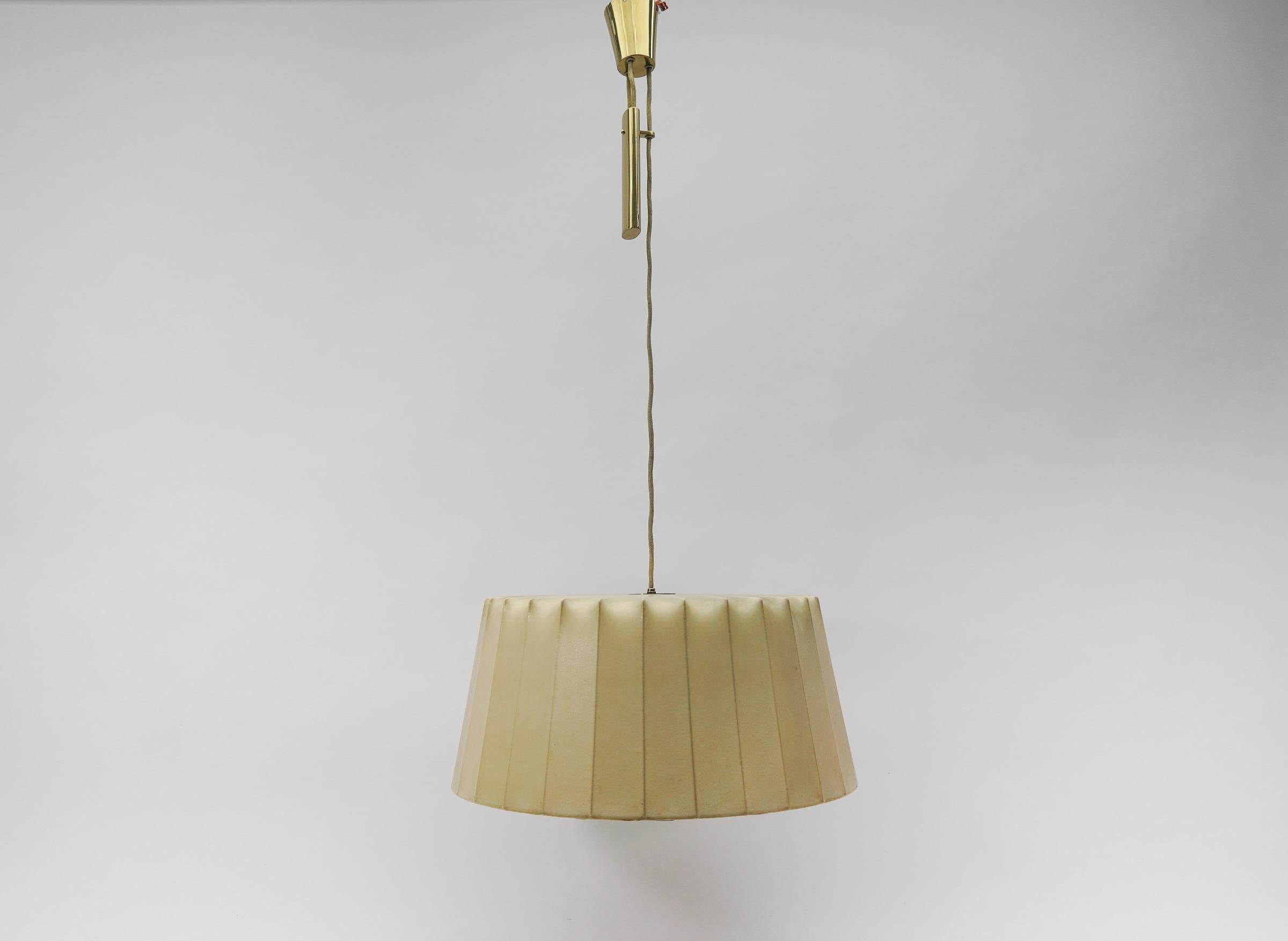 Brass Lovely Cocoon Counterweight Hanging Lamp by Münchener Werkstätten, 1950s Germany For Sale