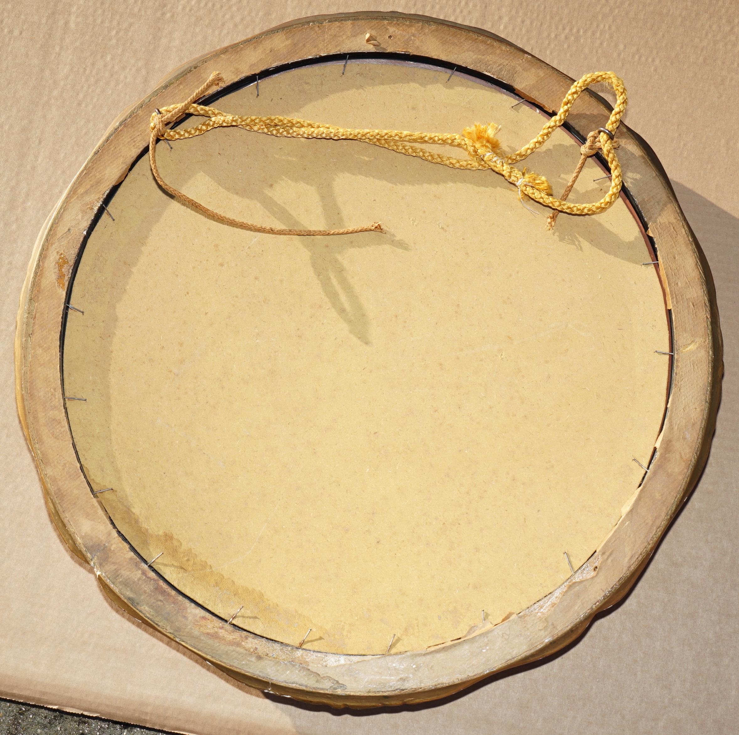 LOVELY COLLECTABLE ANTiQUE FRENCH ORIGINAL PAINT CONVEX BUTLERS WALL MIRROR en venta 2