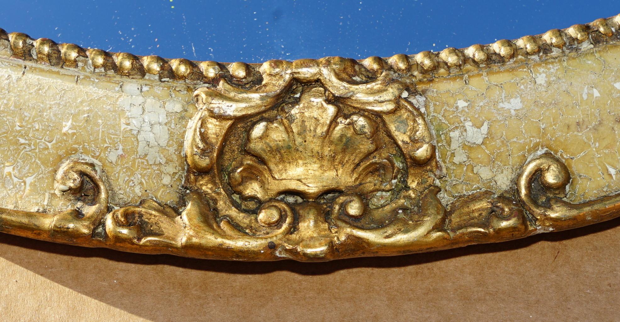 LOVELY COLLECTABLE ANTiQUE FRENCH ORIGINAL PAINT CONVEX BUTLERS WALL MIRROR Regencia en venta