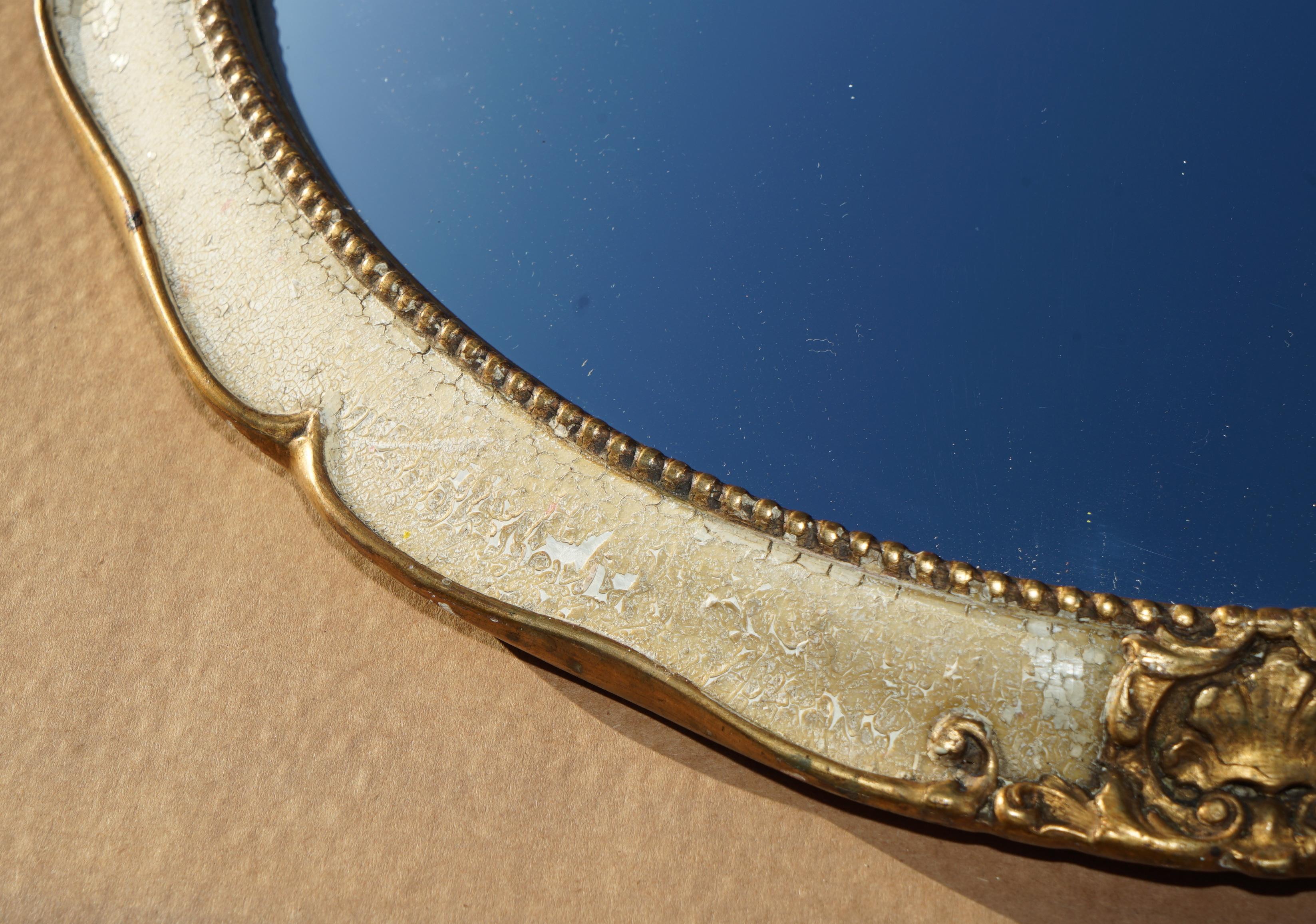 LOVELY COLLECTABLE ANTiQUE FRENCH ORIGINAL PAINT CONVEX BUTLERS WALL MIRROR Francés en venta