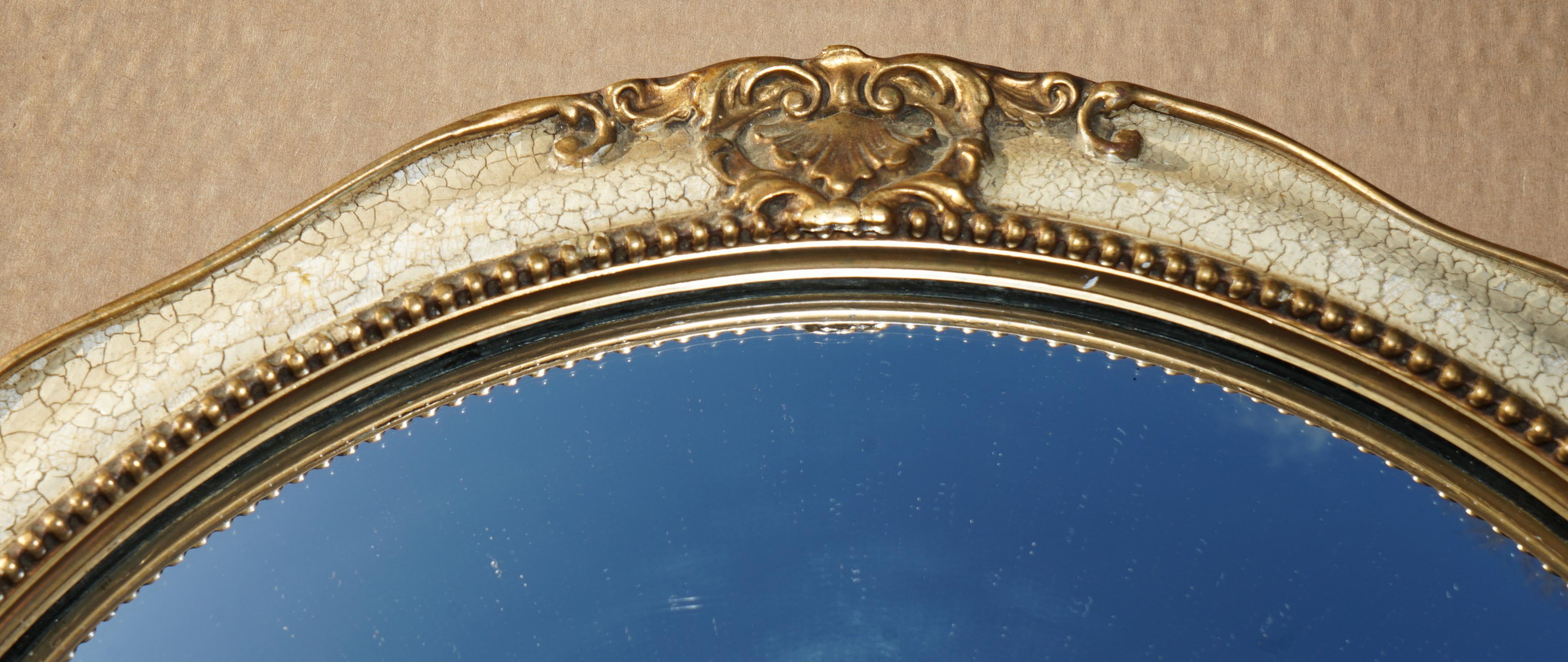 LOVELY COLLECTABLE ANTiQUE FRENCH ORIGINAL PAINT CONVEX BUTLERS WALL MIRROR Madera en venta