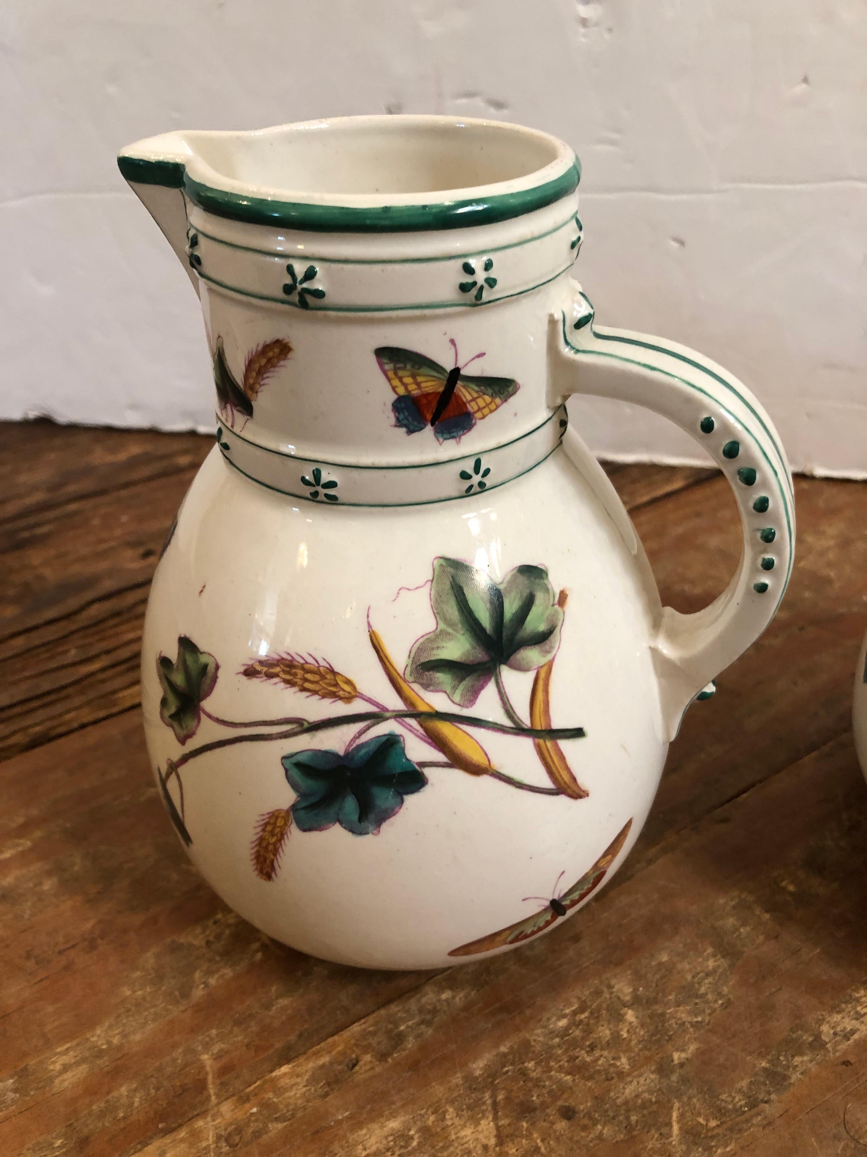 Lovely Collection of 3 Antique English Porcelain Pitchers For Sale 5