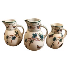 Lovely Collection of 3 Antique English Porcelain Pitchers