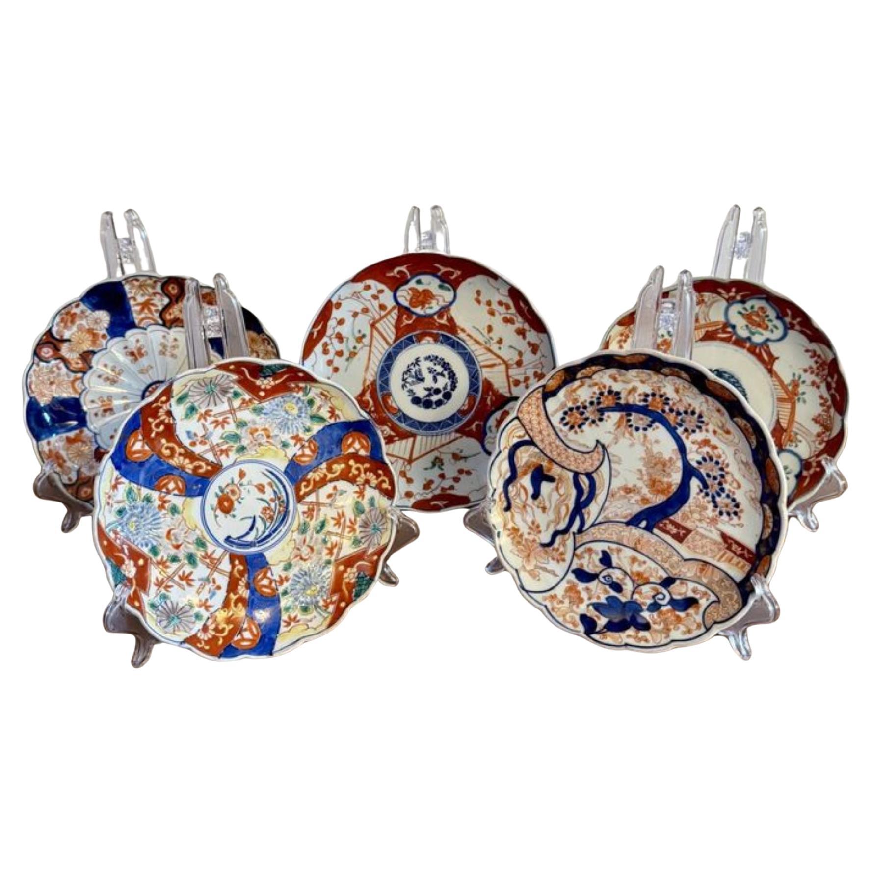 Lovely collection of five antique Japanese imari plates