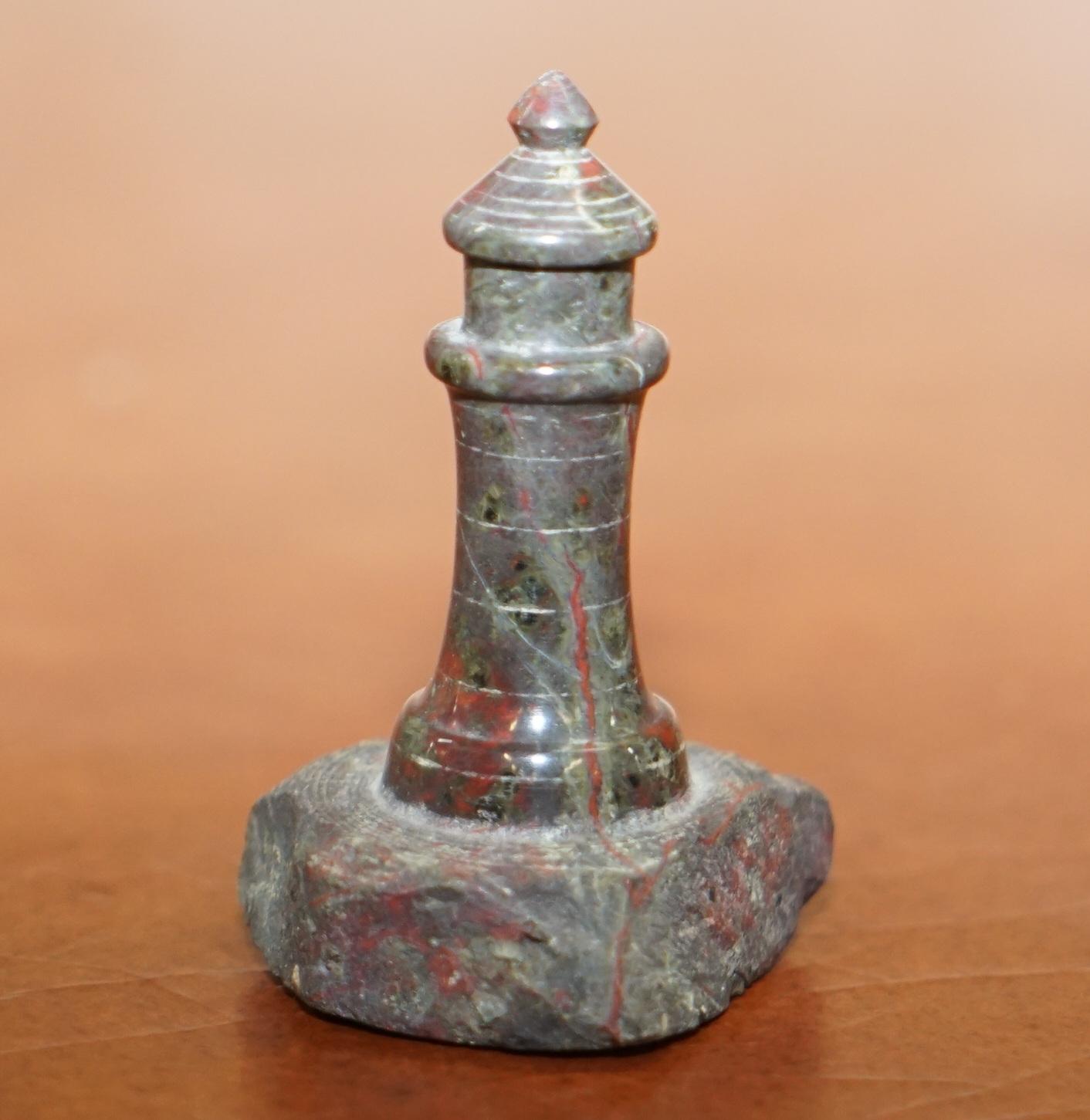 Lovely Collection of Four Antique Small Solid Marble Statues of Lighthouses For Sale 9