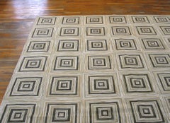 Lovely Combination of Soft Color Contemporary Handmade American Hooked Rug