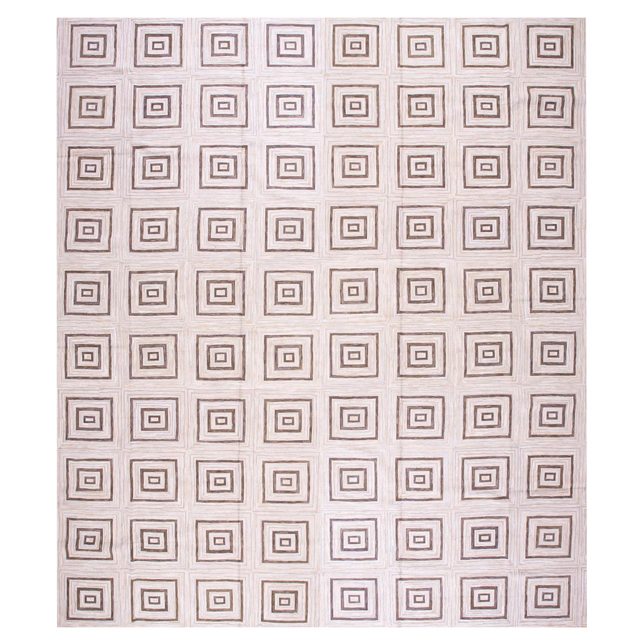 Lovely Combination of Soft Color Contemporary Handmade American Hooked Rug
