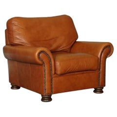 Used Lovely Comfortable Tetrad Cordoba Brown Leather Chesterfield Armchair