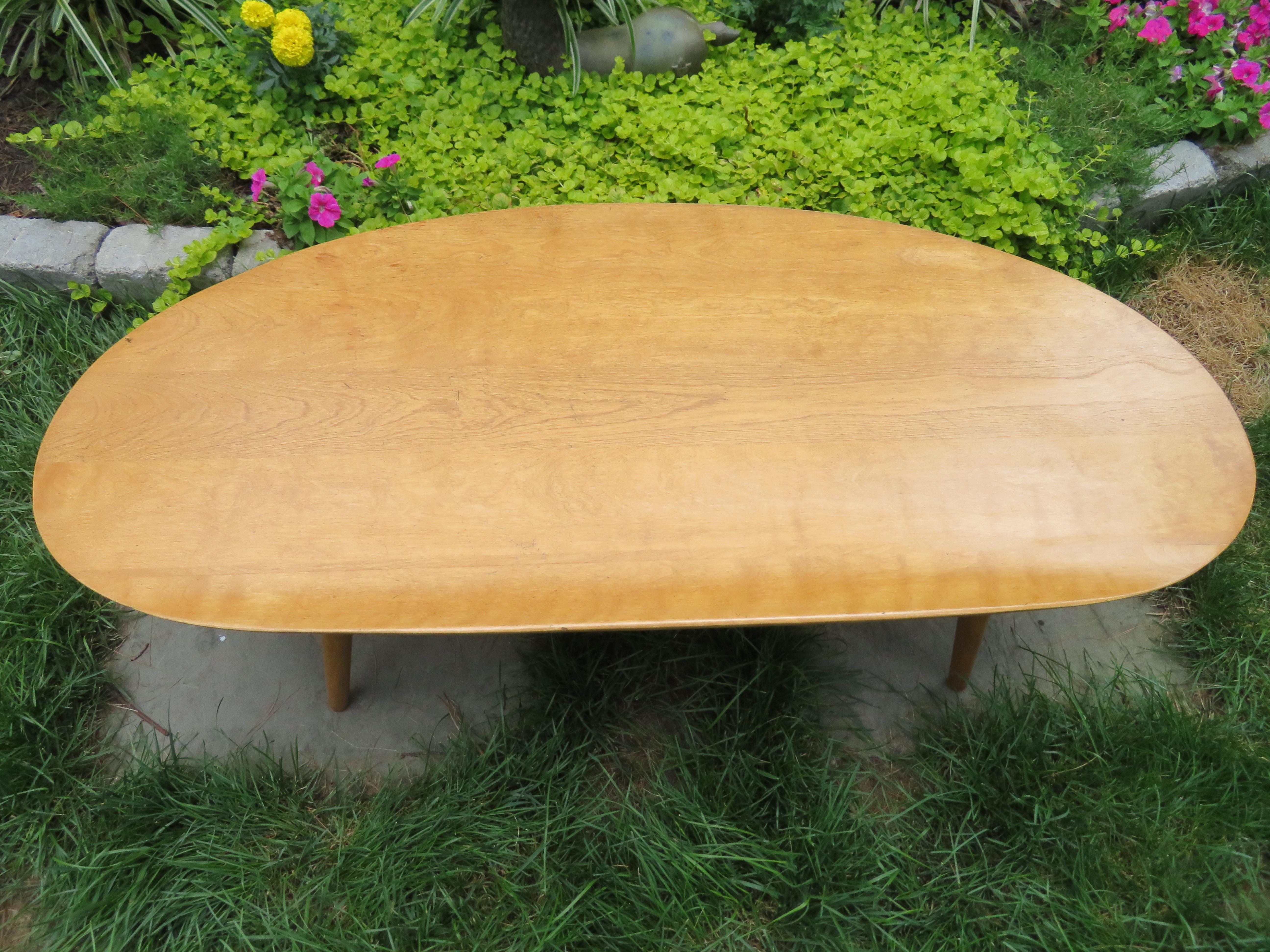 Mid-20th Century Lovely Conant Ball Curved Oval Top Surfboard Coffee Table by Russel Wright