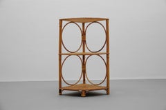 Lovely Corner Bamboo and Wicker Shelf, Italy, 1960s