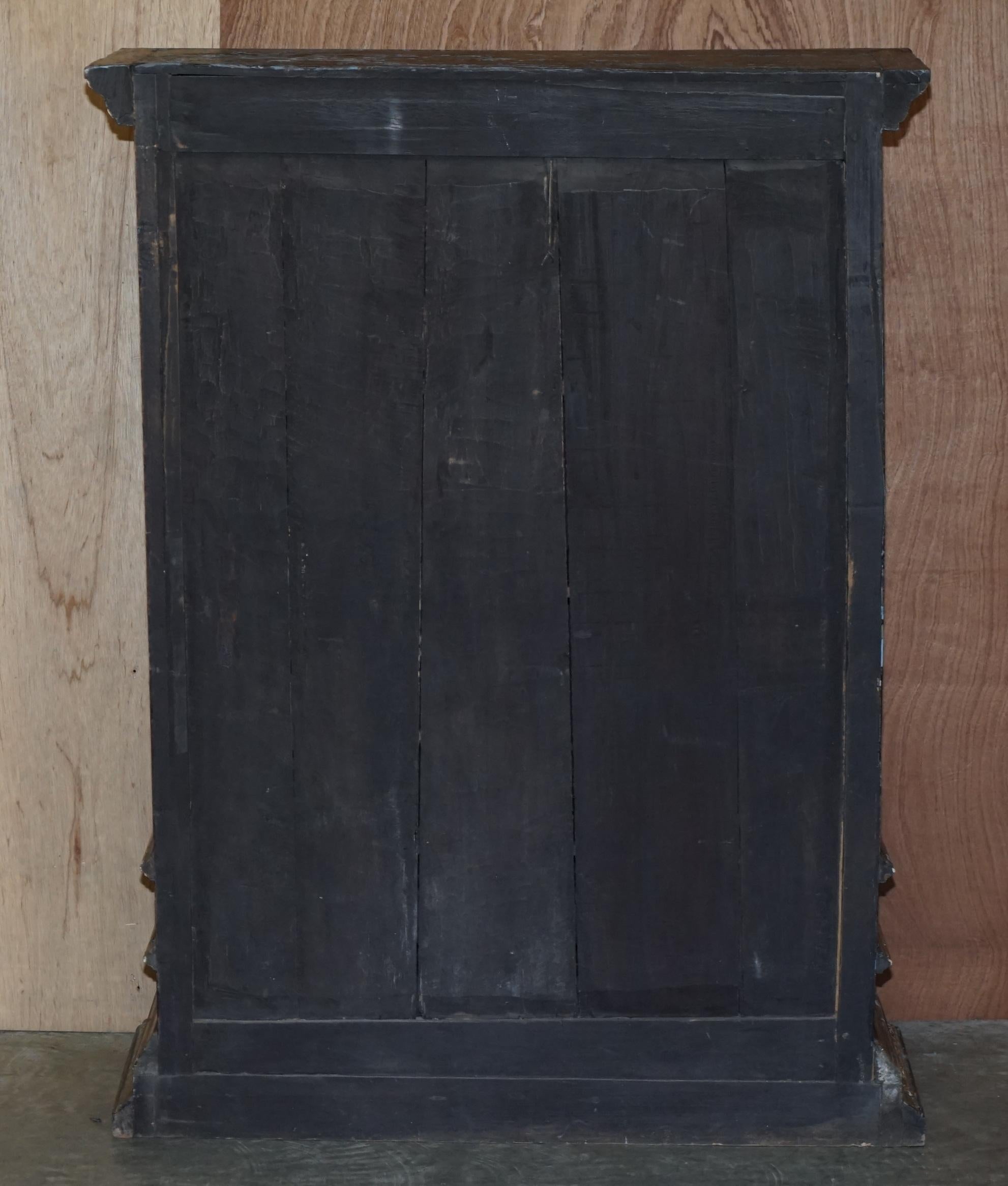 Lovely Cottage House Hand Painted Antique Blue Aged Cupboard or Display Bookcase 6