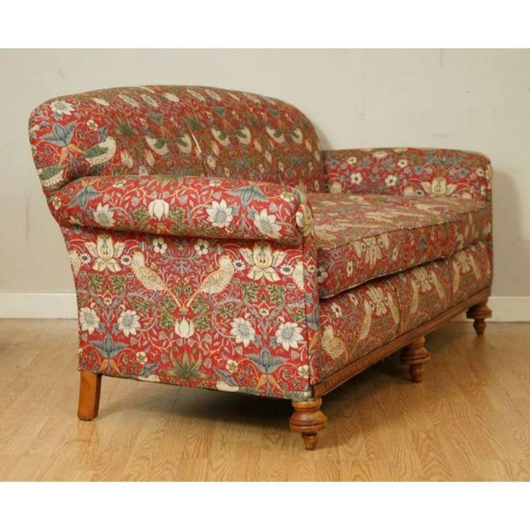 Lovely Country House Sofa Upholstered in William Morris Strawberry Thief  Fabric For Sale at 1stDibs