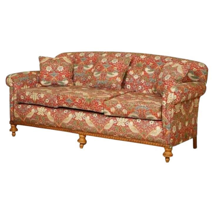 Lovely Country House Sofa Upholstered in William Morris Strawberry Thief Fabric For Sale