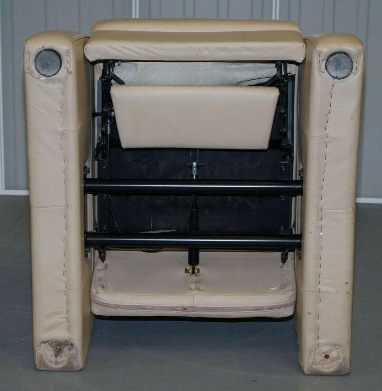 Lovely Cream Leather Recliner Armchair with Long Footrest Lays All the