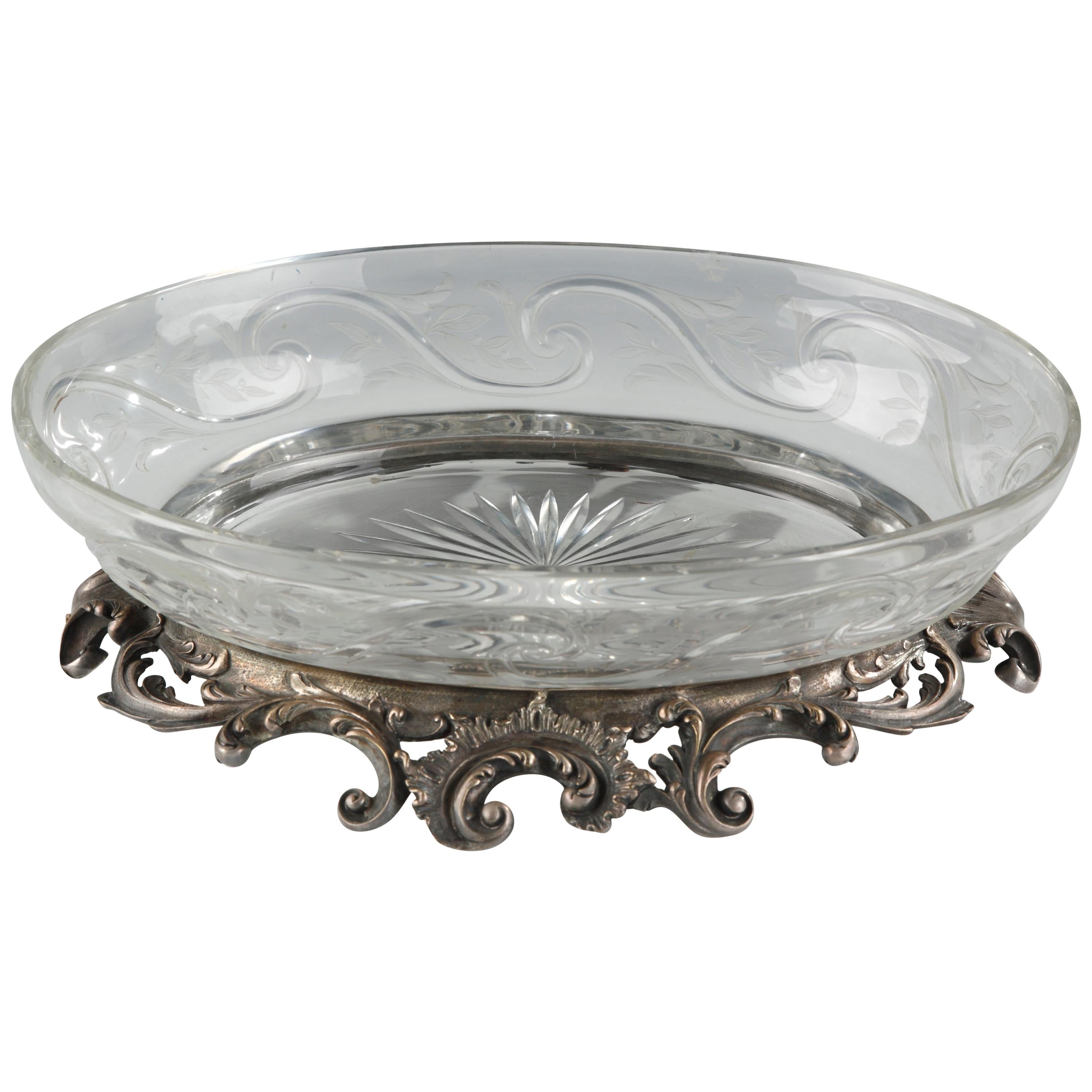 Lovely Crystal and Silvered Bronze Jardiniere by Cardeilhac, France, Circa 1860