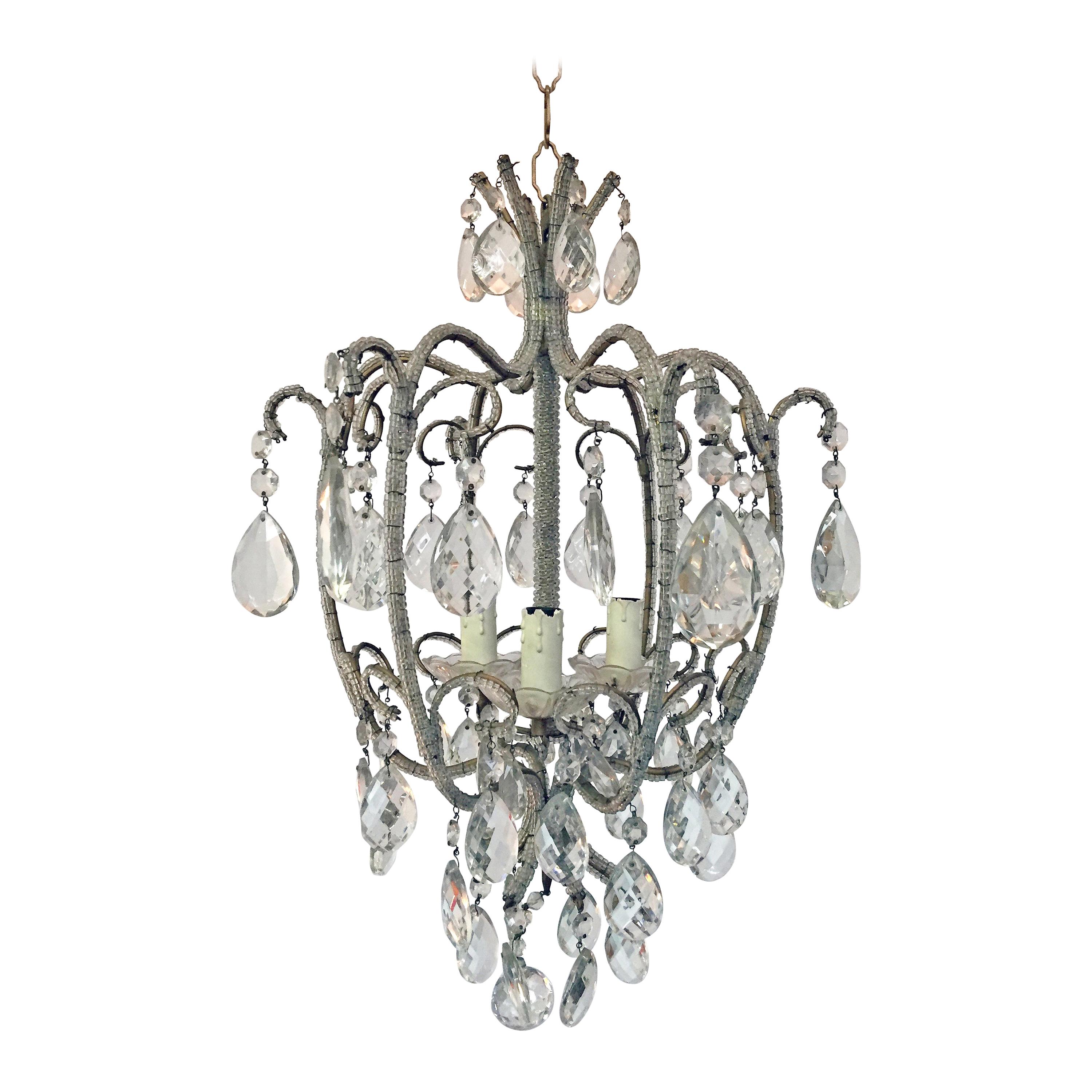 Lovely Crystal Chandelier in the Style of Maison Baguès, circa 1960