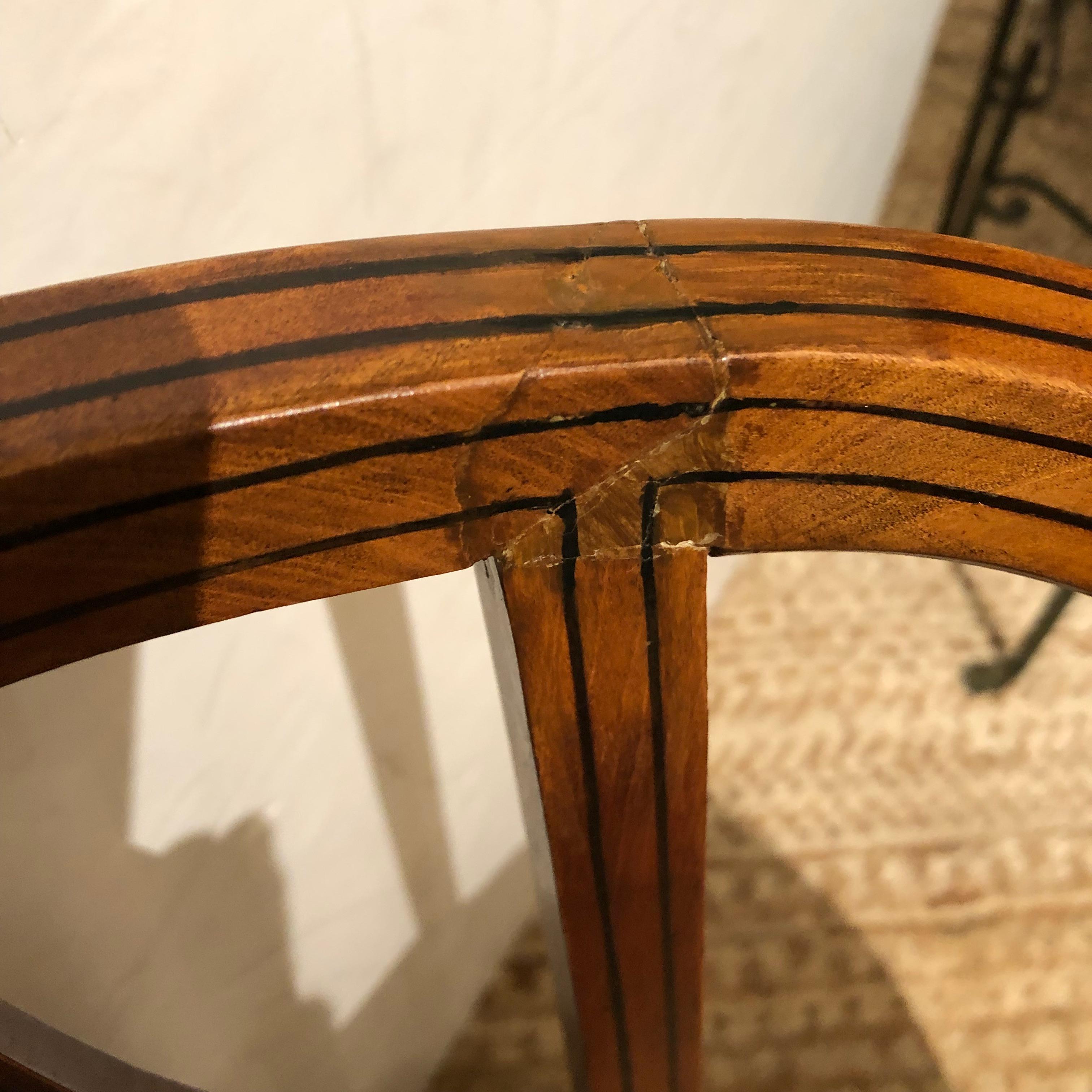 Lovely Curved French Fruitwood Inlaid Salon or Desk Chair For Sale 6
