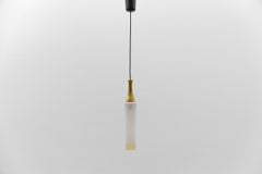 Lovely Cylindrical Glass Hanging Lamp with Brass, Mid-Century Modern, Germany