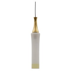 Lovely Cylindrical Glass Hanging Lamp with Brass, Mid-Century Modern, Germany