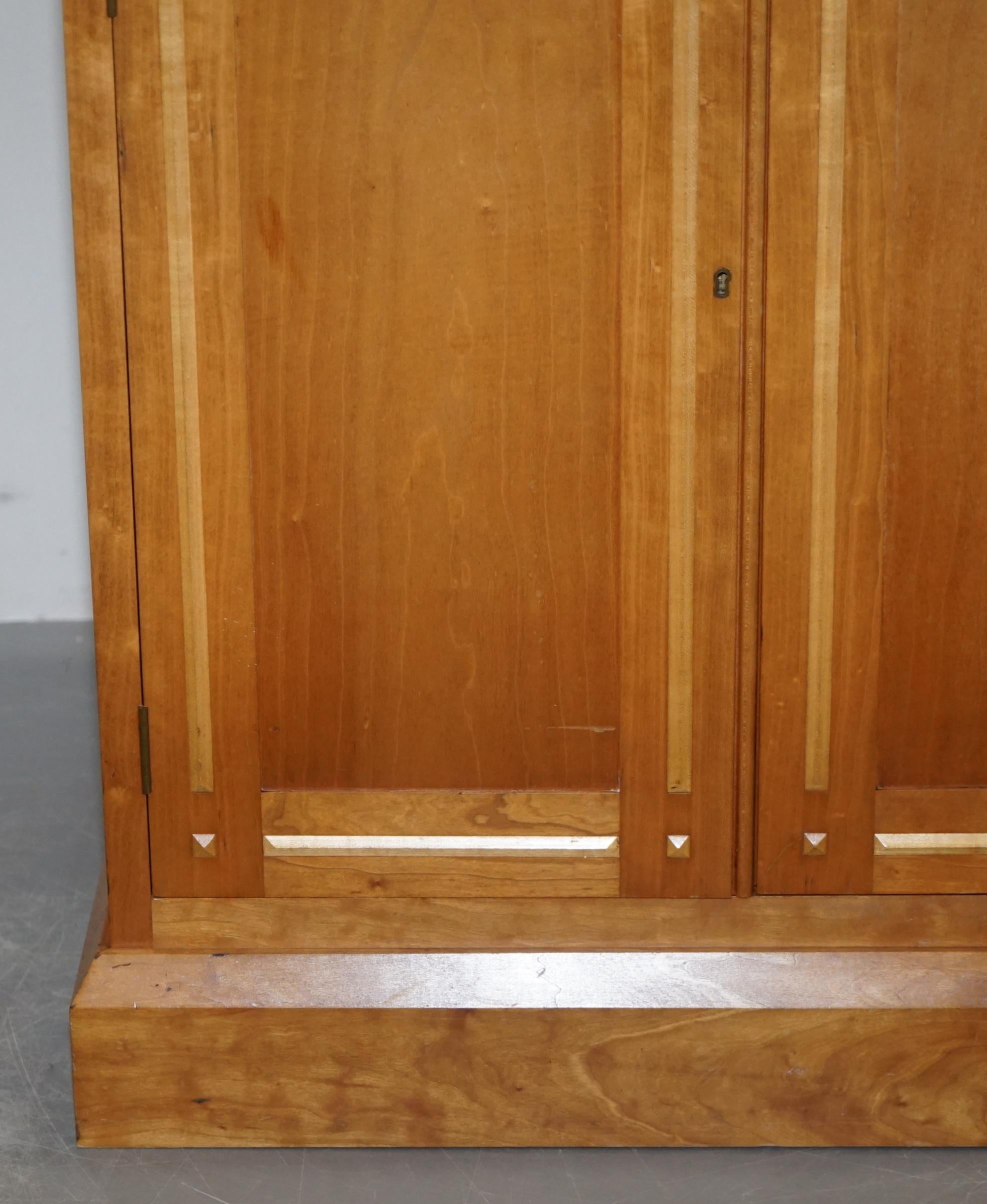 Lovely David Linley Attributed Walnut & Satinwood Cupboard with Sliding Drawers 1