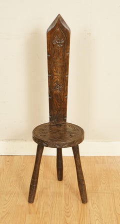 Lovely Decorative Antique Welsh Carved Oak Spinning Chair