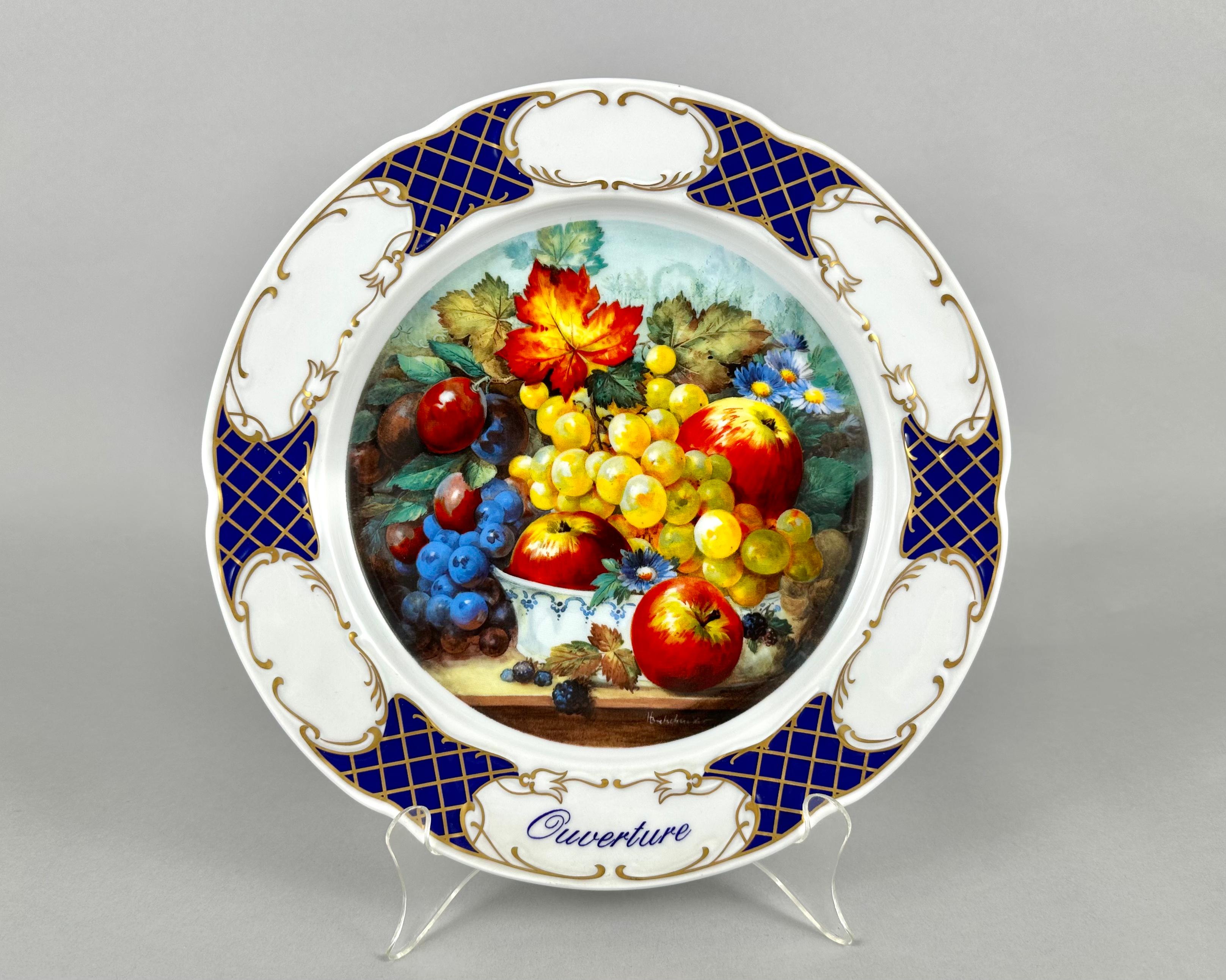 Schöne dekorative Teller, farbenfrohe Früchte auf Porzellan, 4er-Set, aus Bayern  im Zustand „Hervorragend“ im Angebot in Bastogne, BE