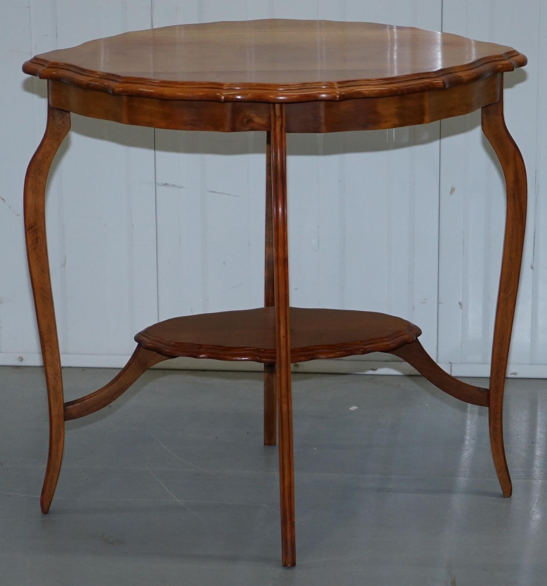 Lovely Decorative Satinwood Occasional Centre Table Scalloped Edge Ornate Legs For Sale 8